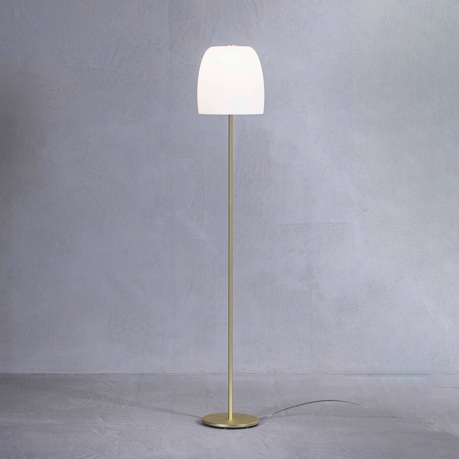 Prandina Notte F1 golvlampa, mässing/vit