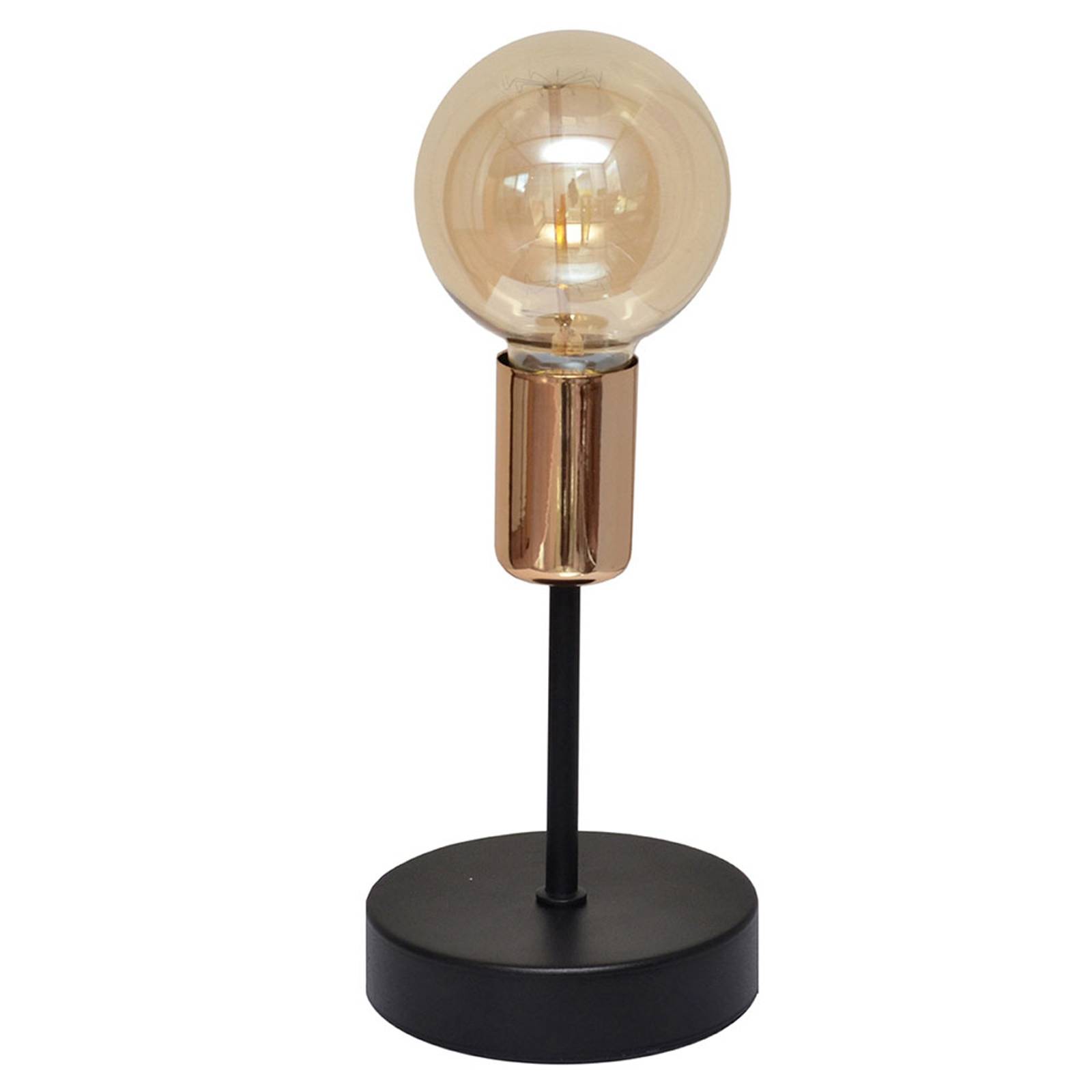 Bordslampa Tube svart med koppardetalj
