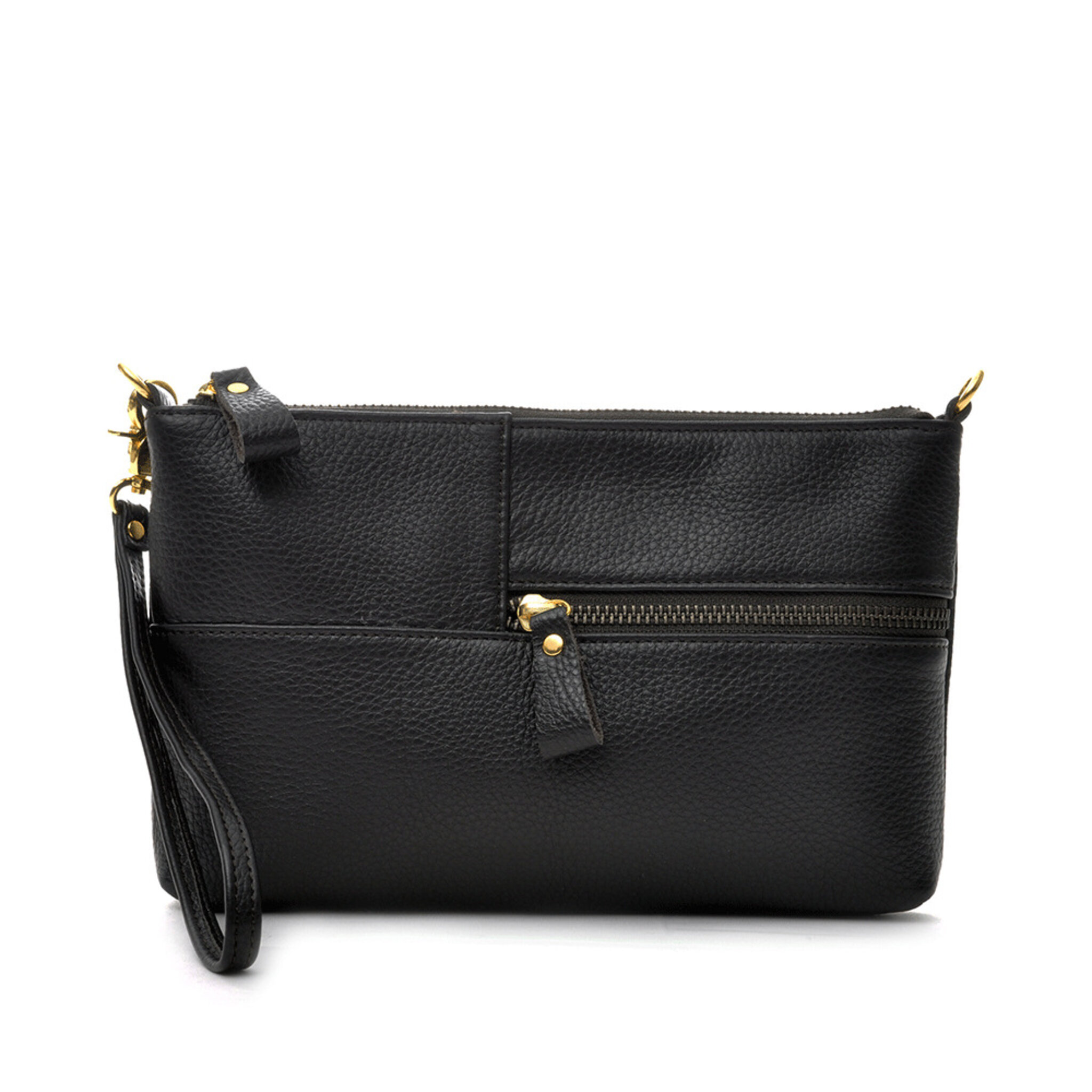 Envelope Bag Black Grained Leather