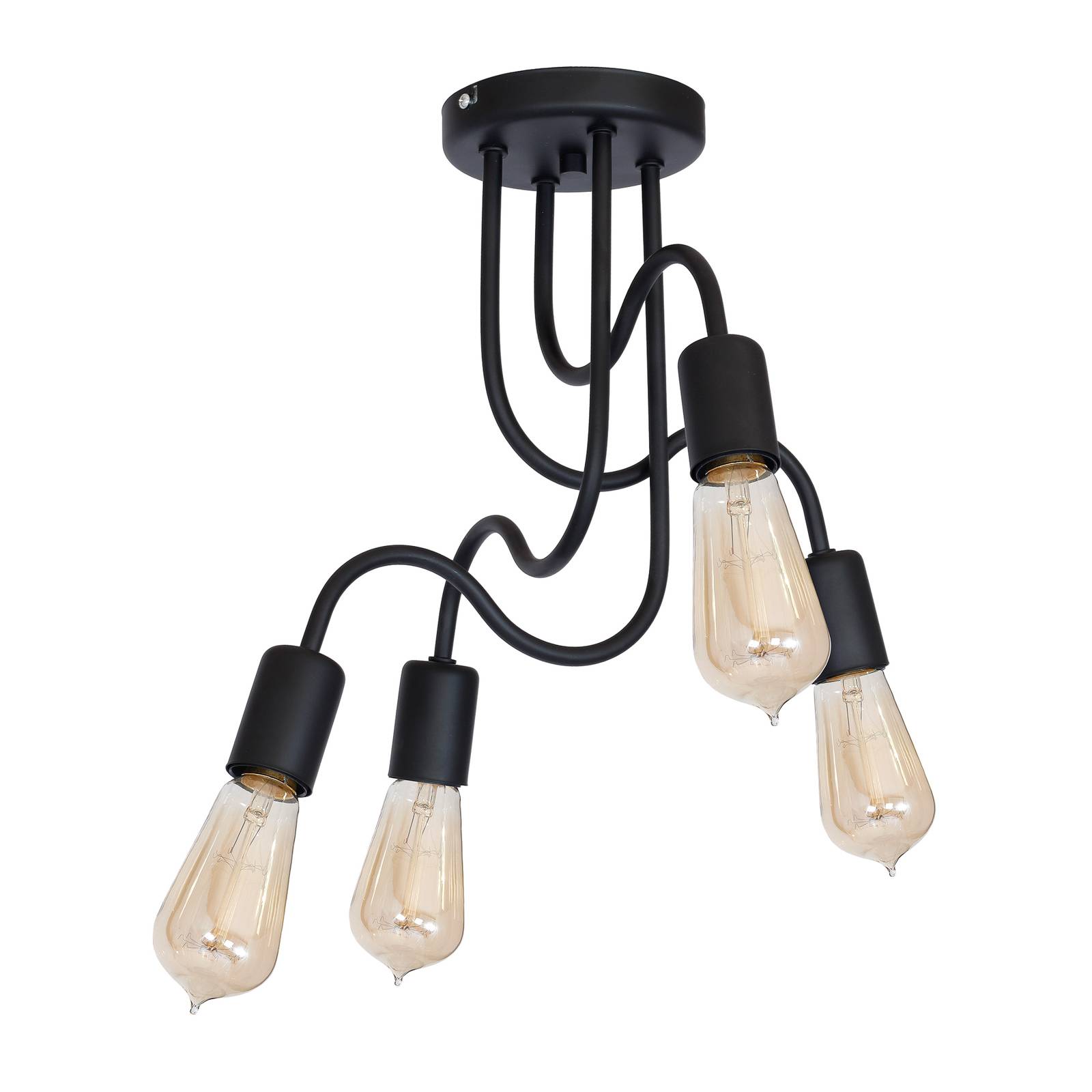 Taklampa Milo svart, 4 lampor