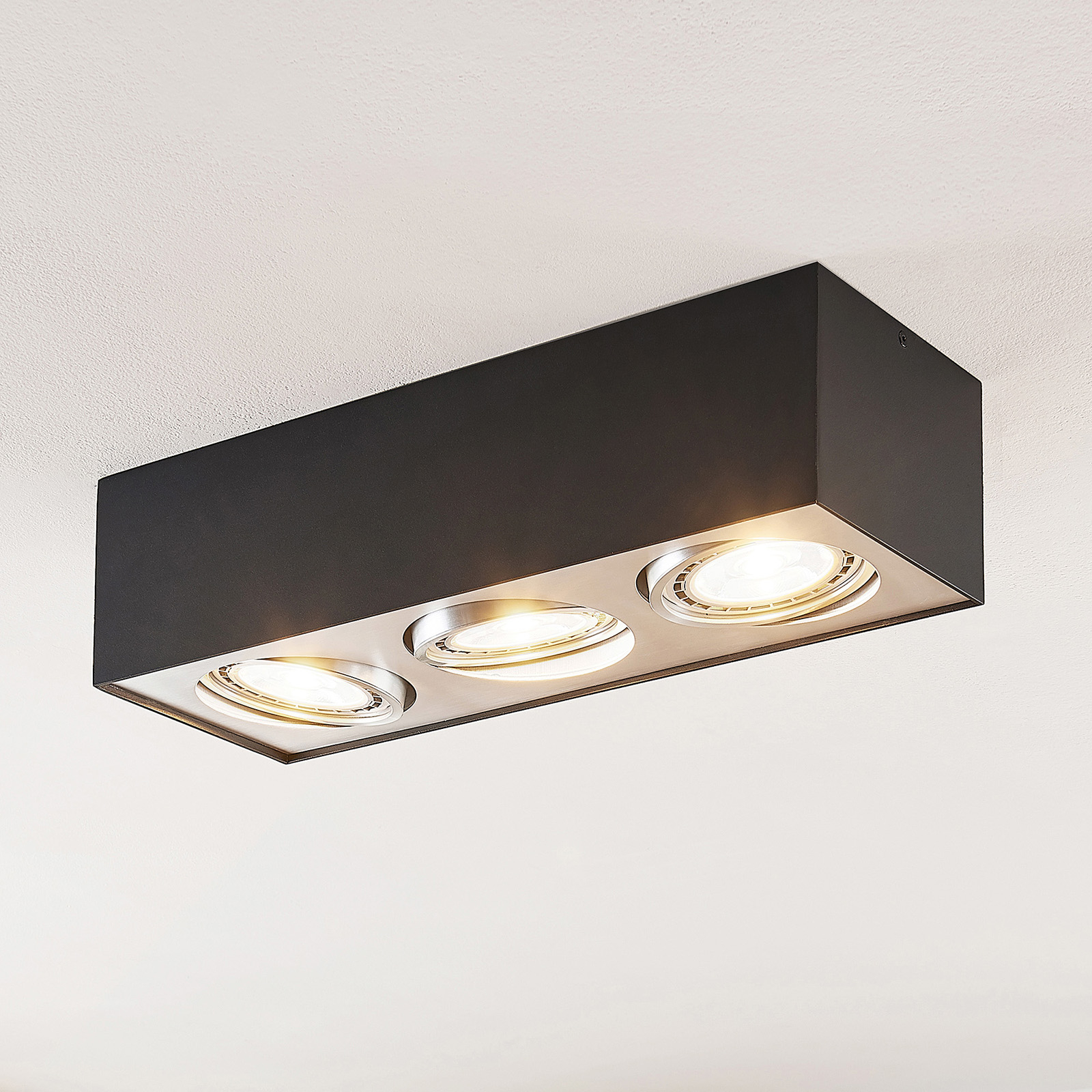 Arcchio Dwight LED-taklampa i svart, 3 lampor