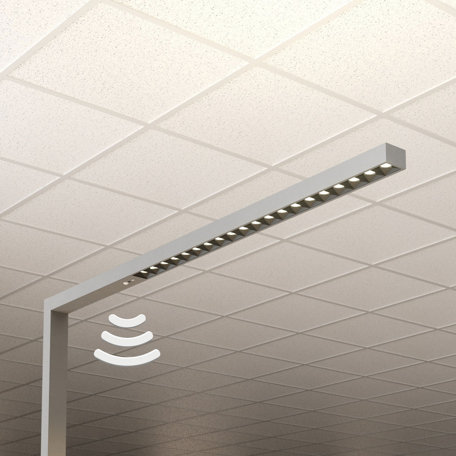 LED-kontorsgolvlampa Laris, silver, 4 000 K