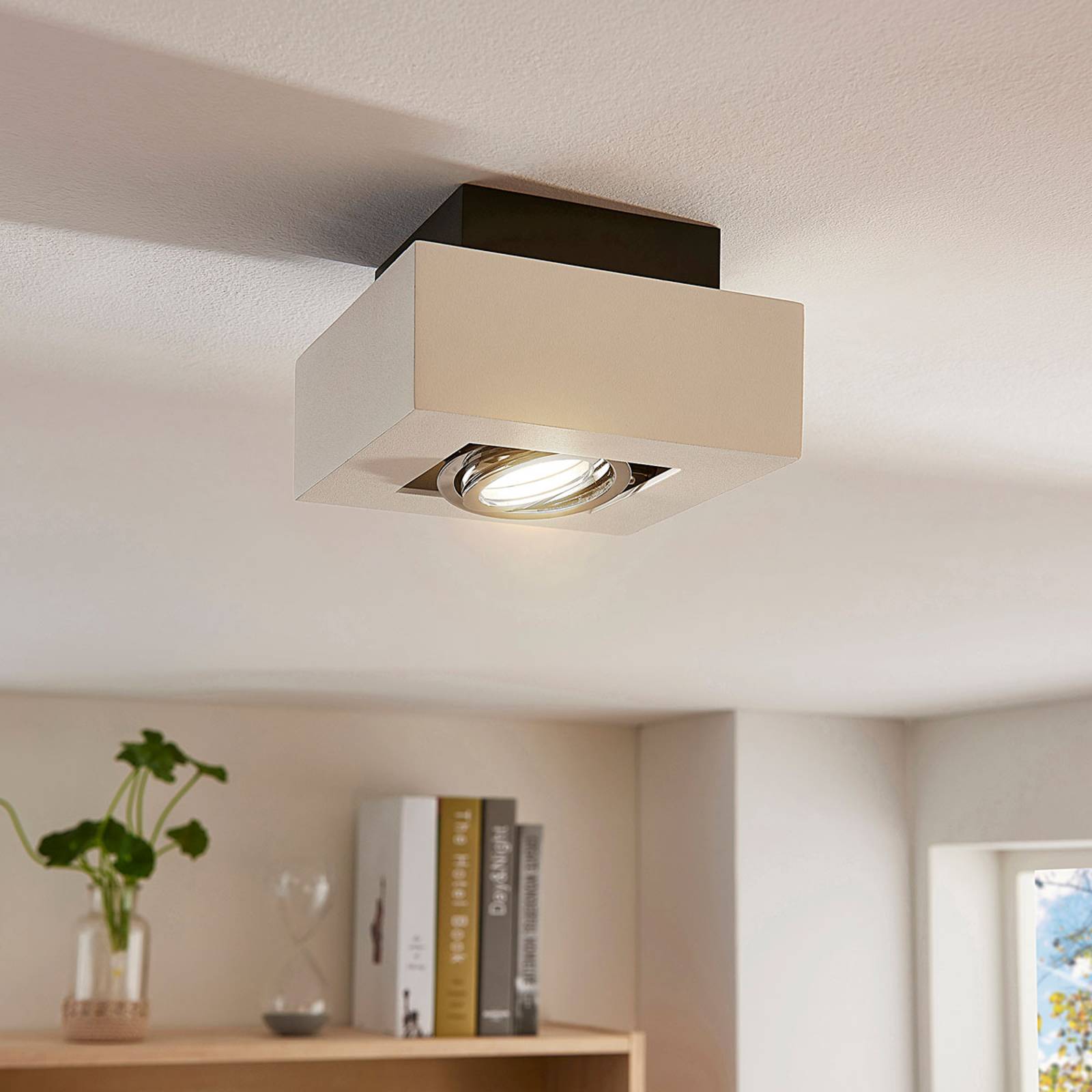 Kantig LED-spot Vince i vitt