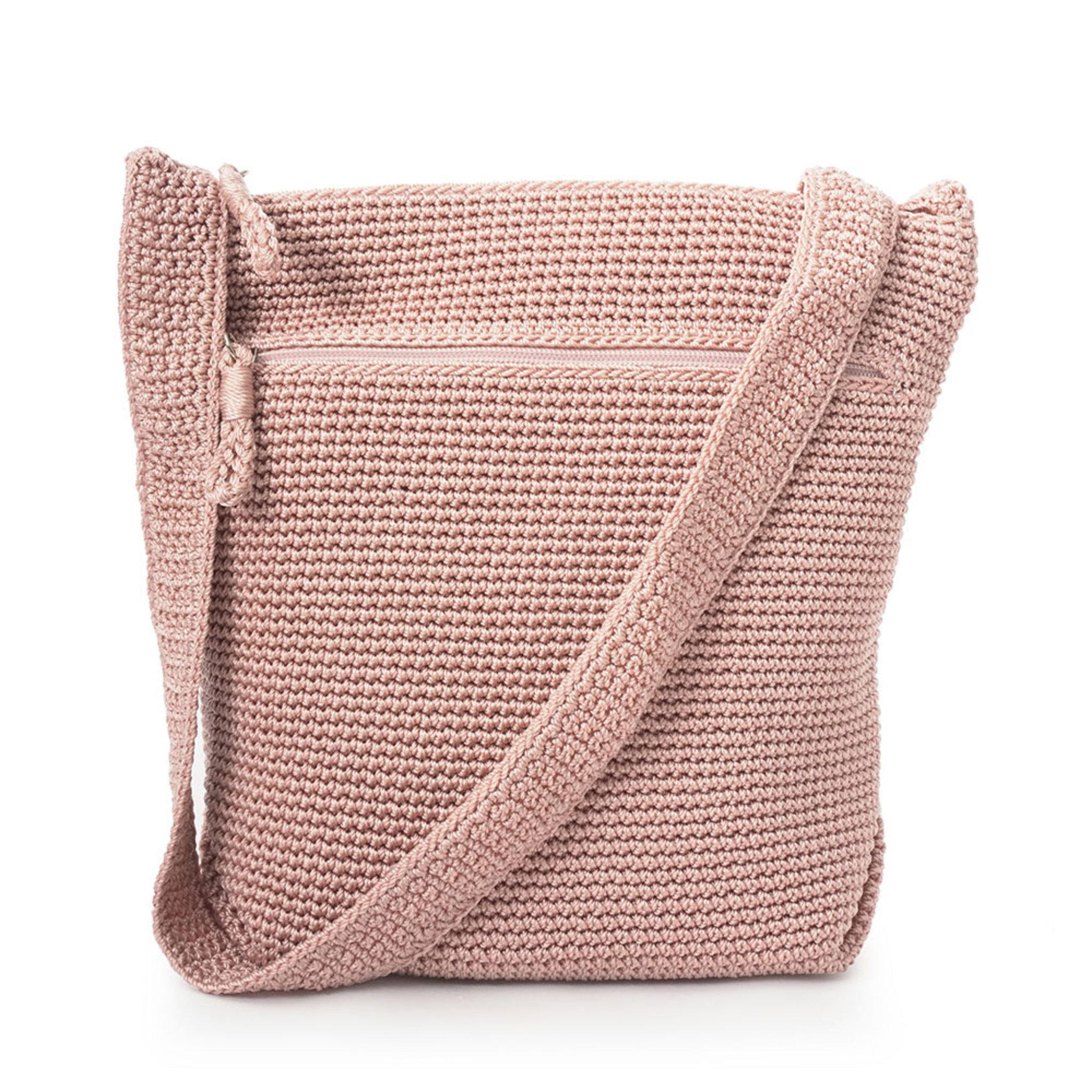 Crochet Cross Body Bag Soft Pink, ONE SIZE