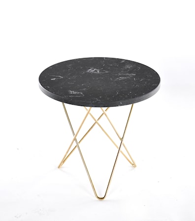 Mini O Table Svart Marmor med Mässingram Ø40