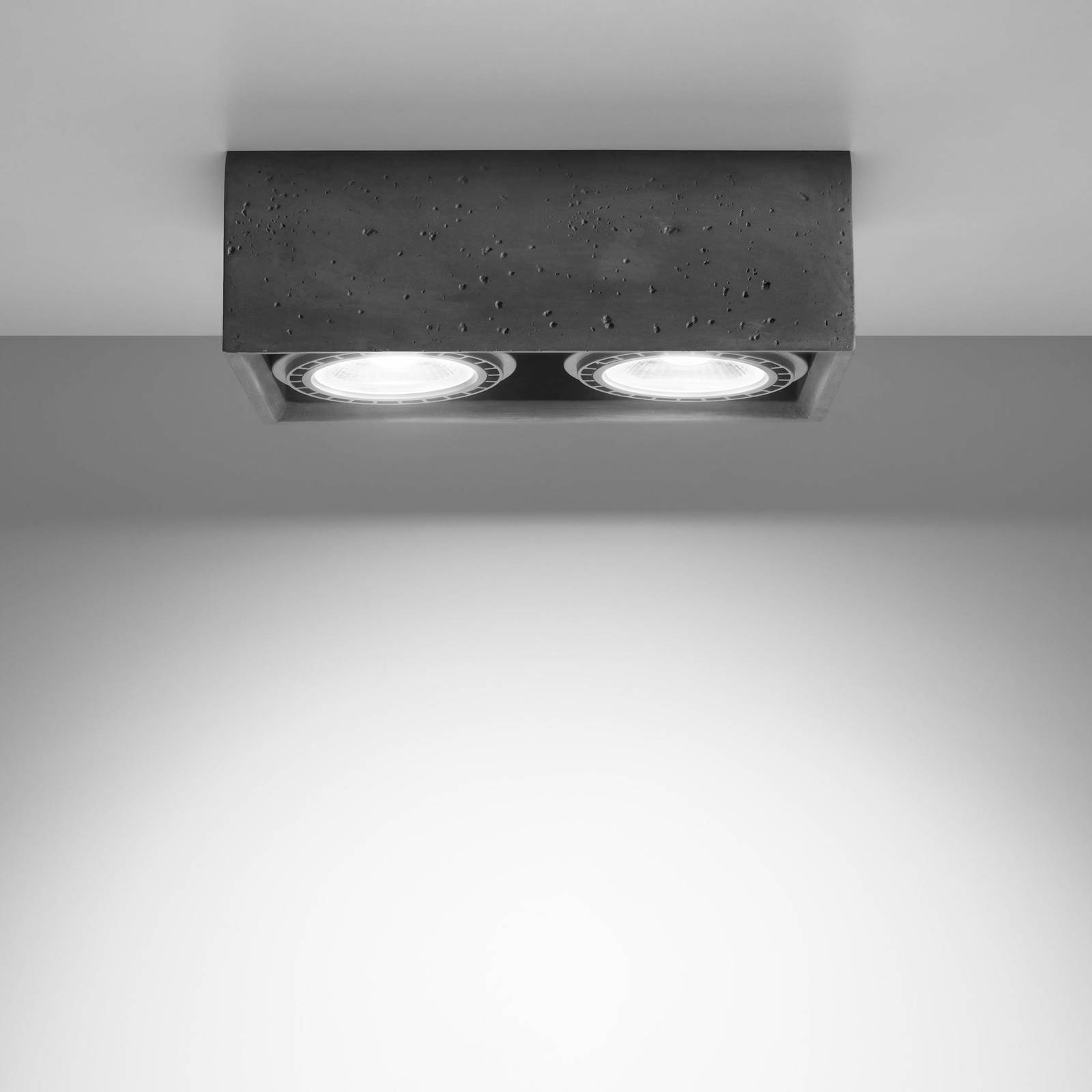 Påbyggnads-downlight Solana betong kantig 2 lampor
