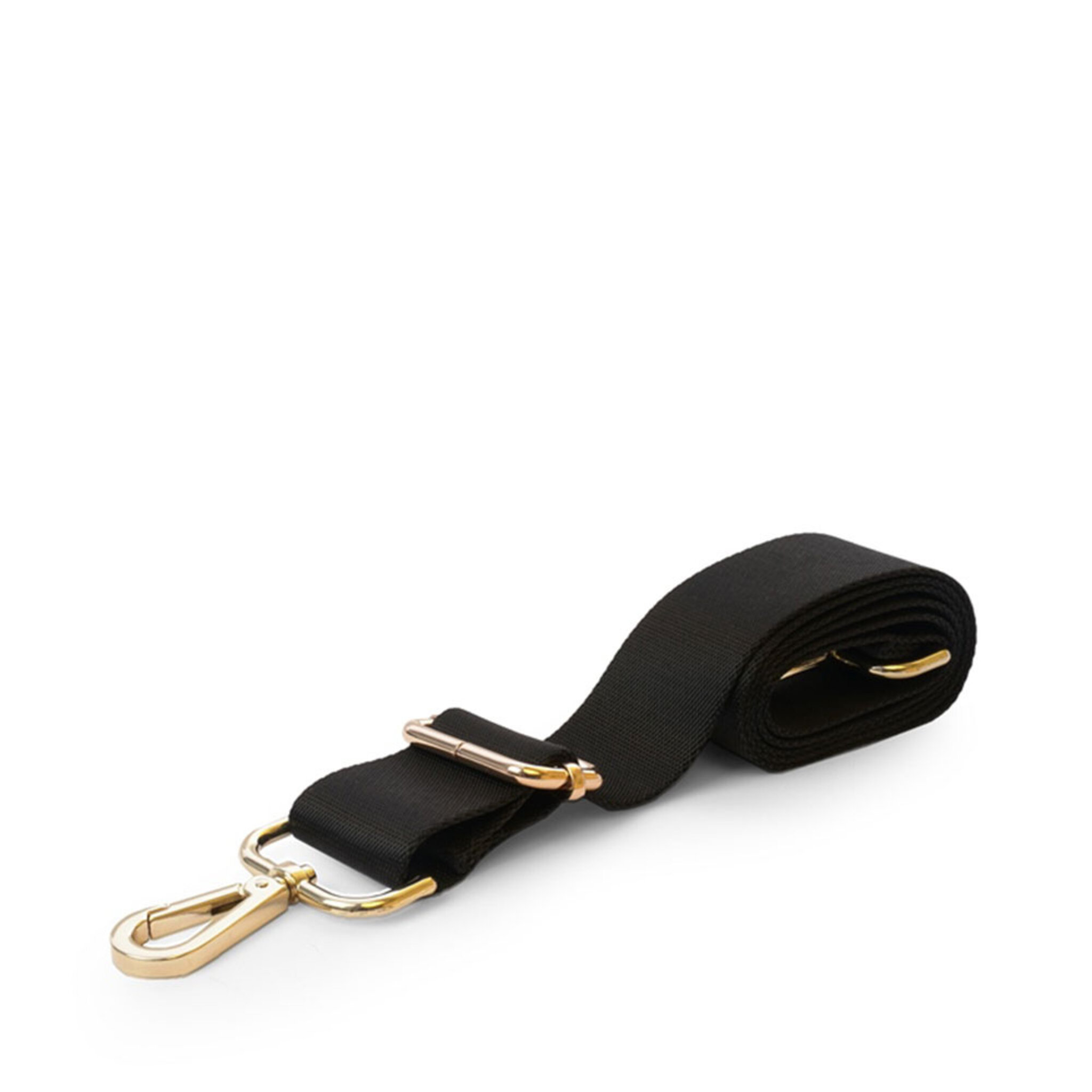 Shoulder Strap in Black Webbing Gold, ONE SIZE