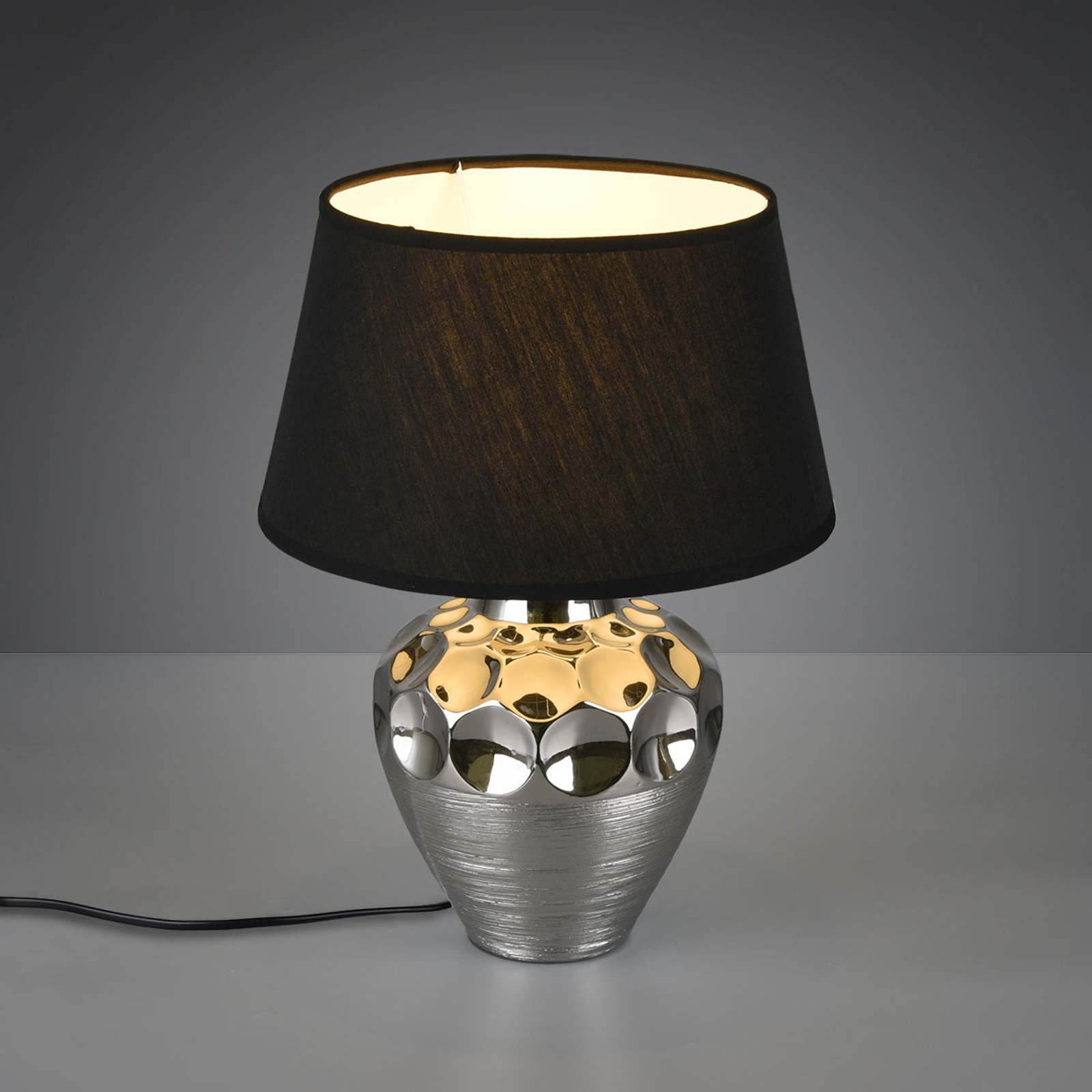 Bordslampa Luanda, keramik och textil, Ø 30 cm