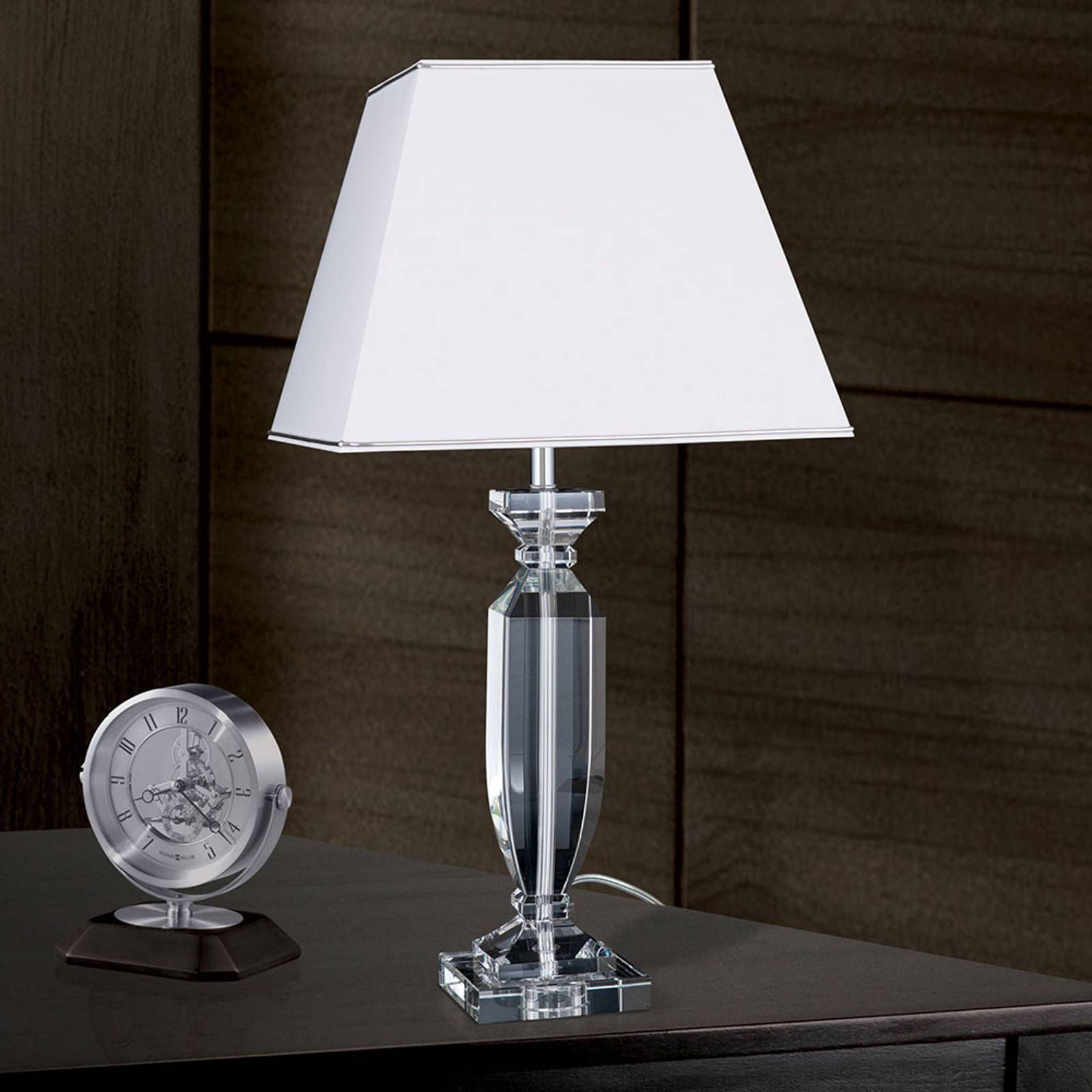 Bordslampa Pokal med kristall krom/vitt