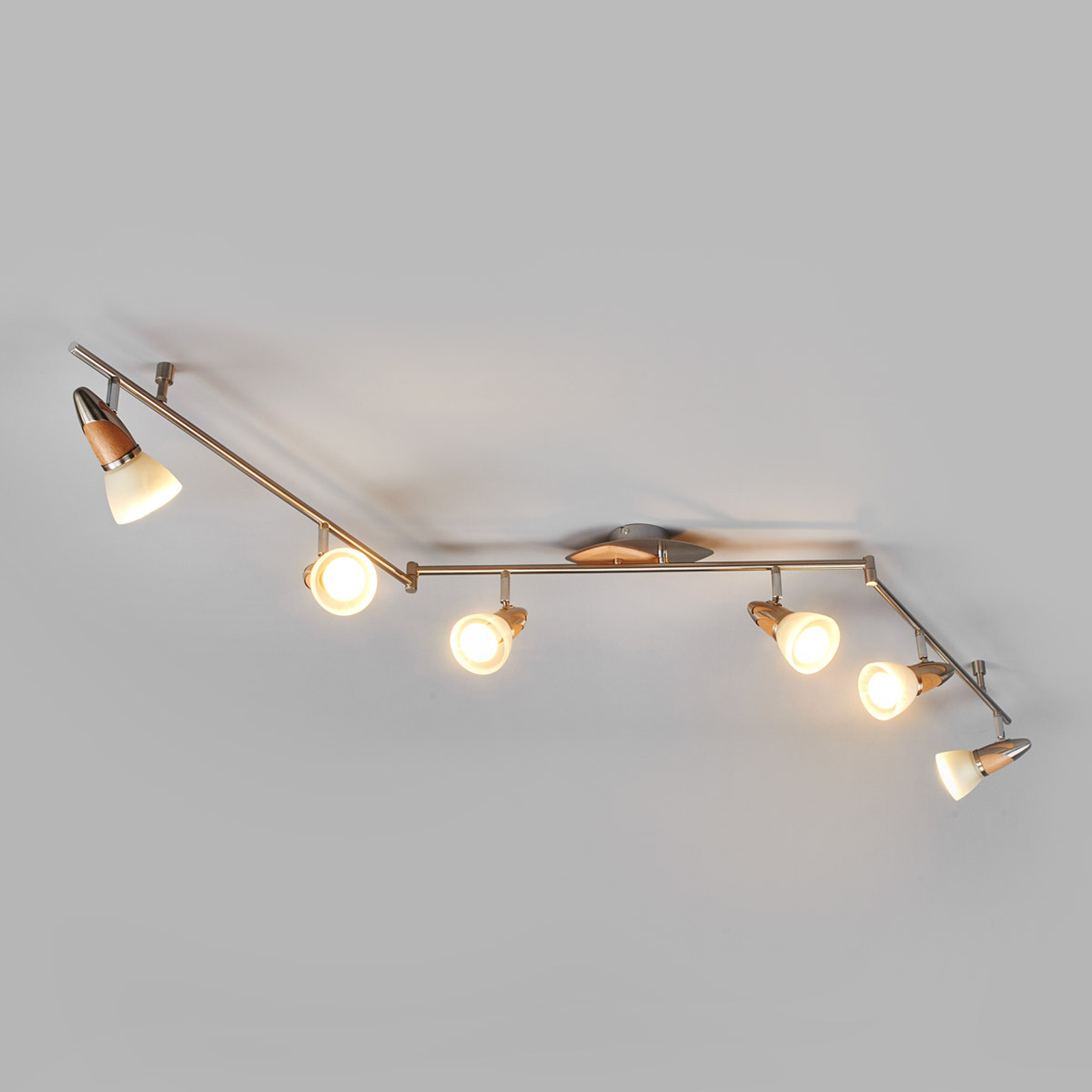 LED-trätaklampa Marena, 6 ljuskällor