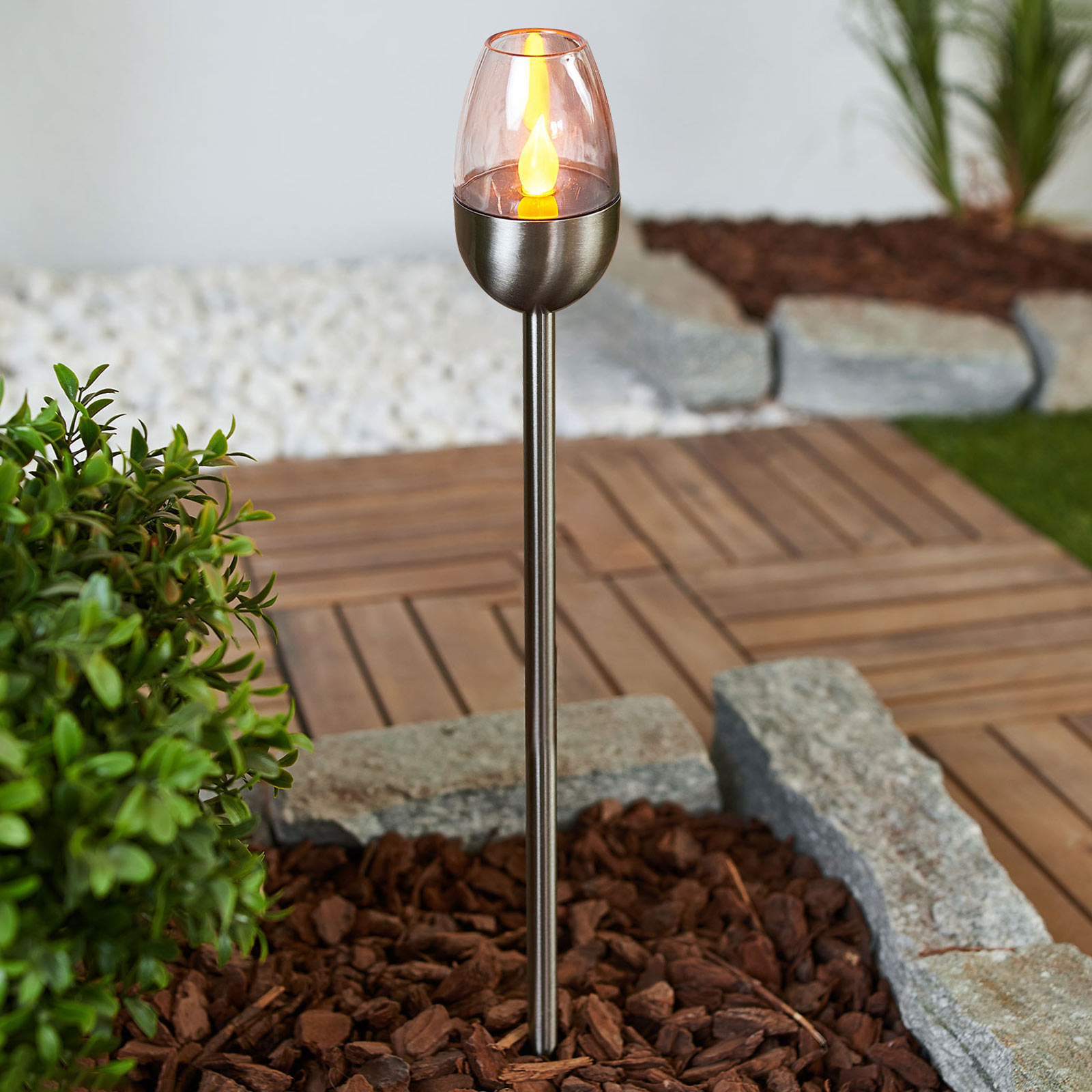 Lugin - LED-solarlampa av rostfritt stål, set om 3