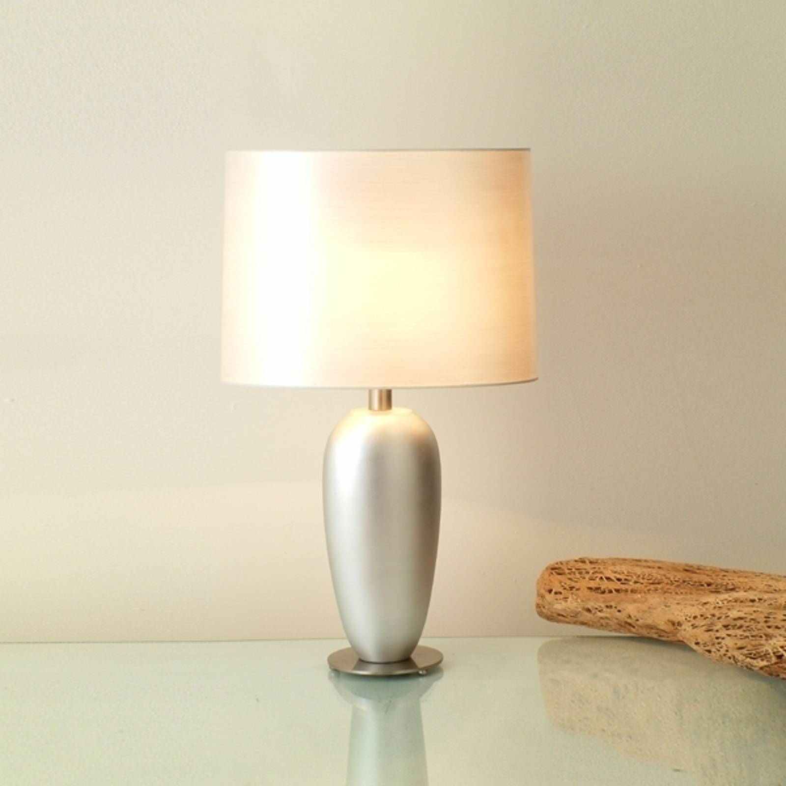 Silverfärgad bordslampa LAMBDA, höjd 65 cm