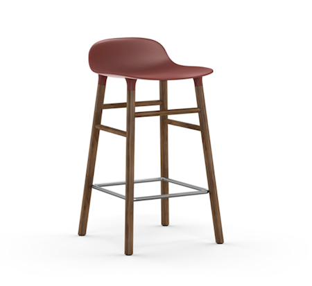 Form Barstol Röd/Valnöt 65 cm