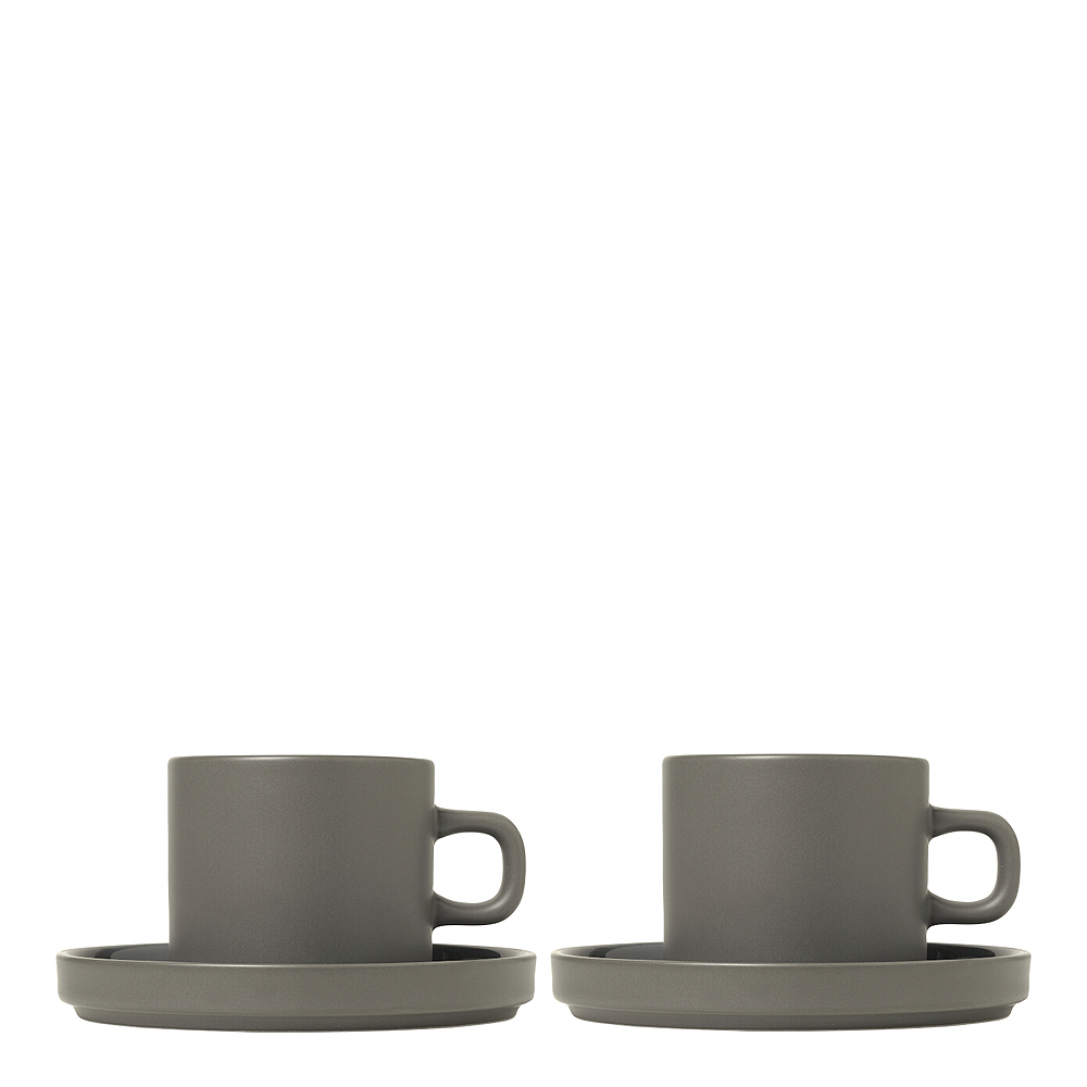 Blomus - Pilar Kaffemugg med fat 2-pack Pewter
