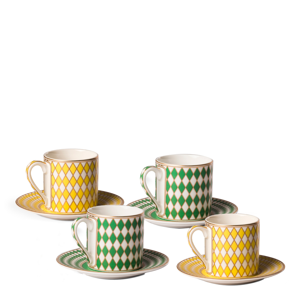 Pols Potten - Pols Potten Chess Espresskopp med Fat 4-pack 10 cl