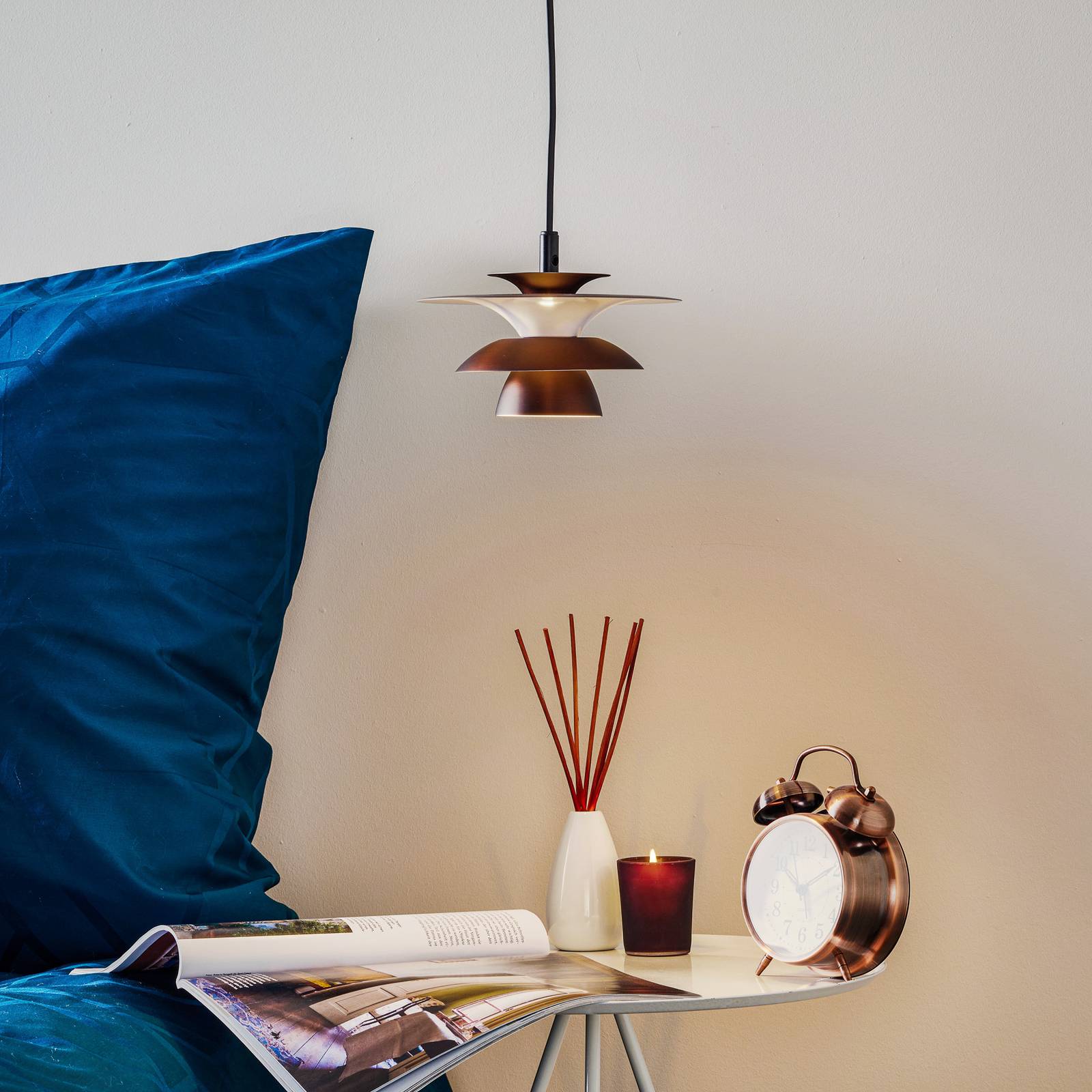 LED-pendellampa Picasso 1 lampa, Ø 18 cm, oxidbrun