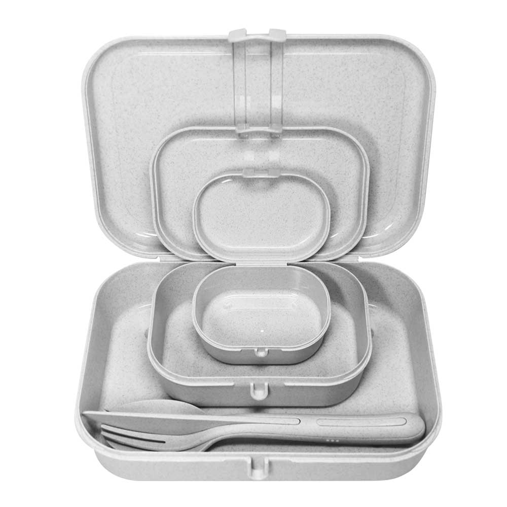 Koziol - Pascal Ready Matlåda 3-pack + Bestick Grå