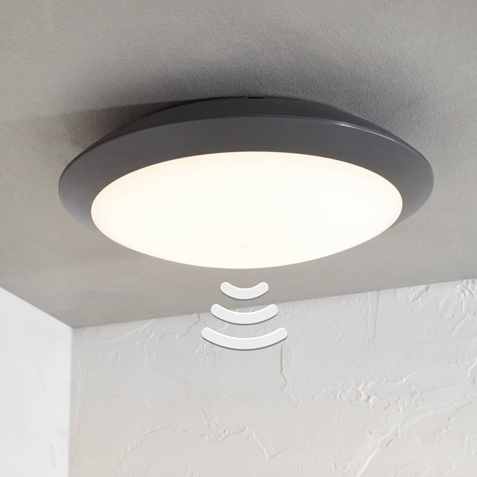 LED-utomhustaklampa Naira, grå, med sensor