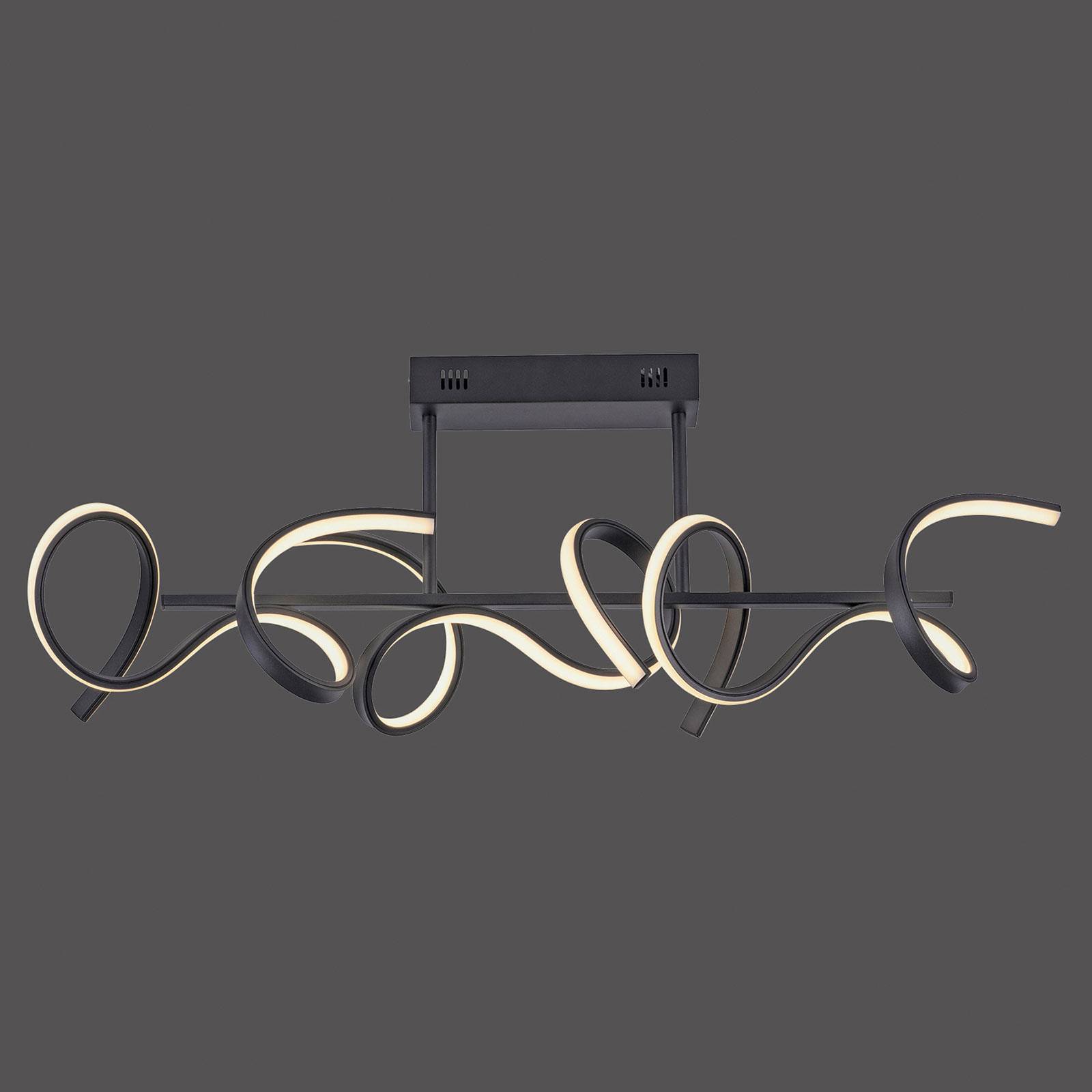 LED-taklampa Curls, svart, dimbar