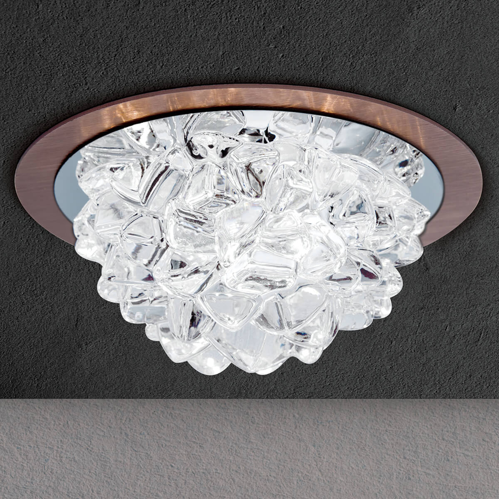 LED-inbyggnadslampa Cecil m. kristallelement brons