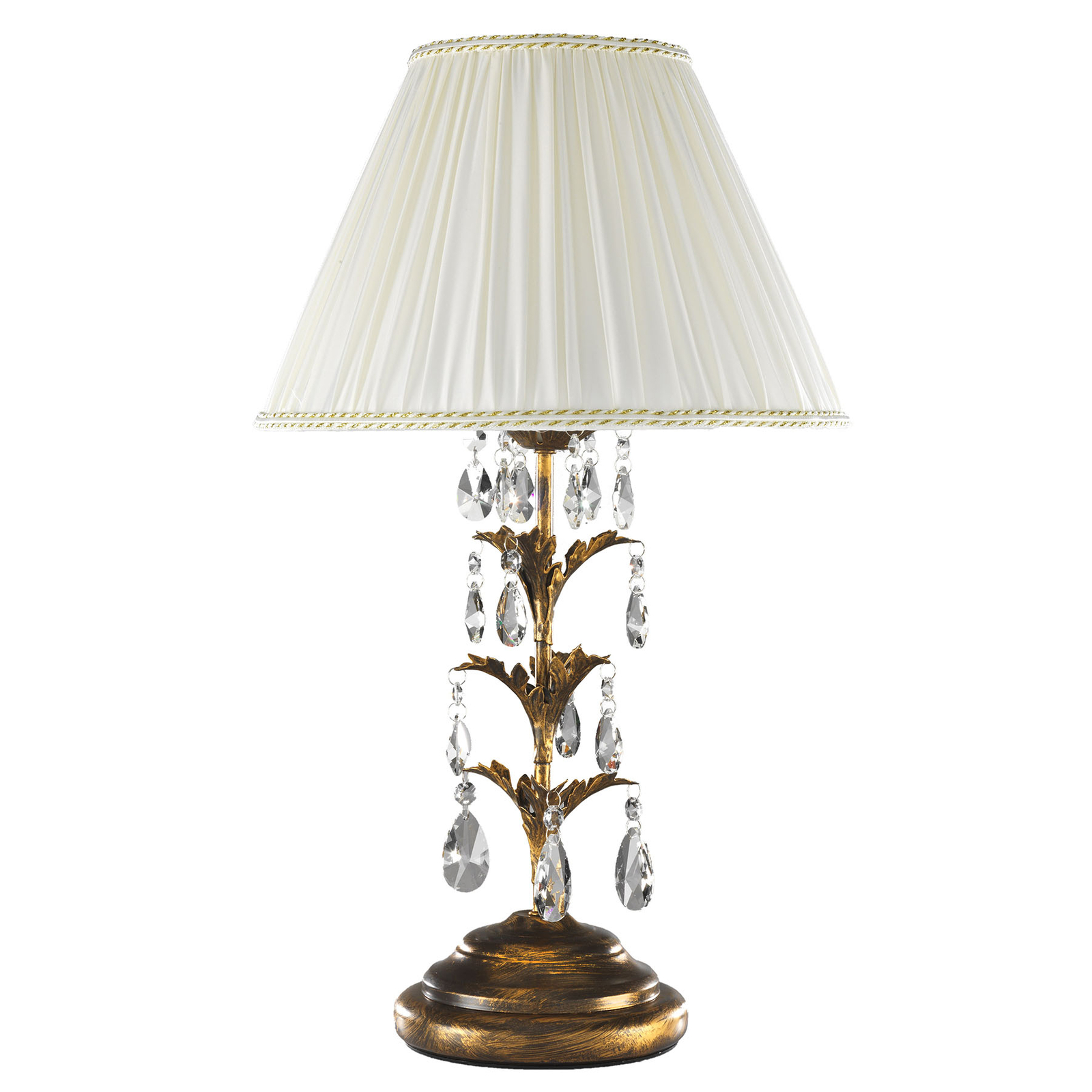 Bordslampa Teresa med kristaller och textilskärmar