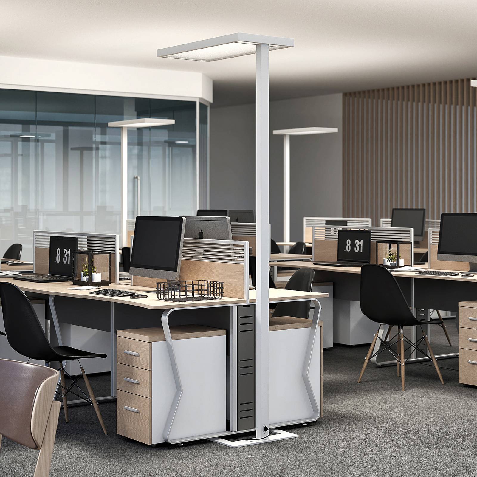 LED-golvlampa till kontor Somidia, dimmer, vit