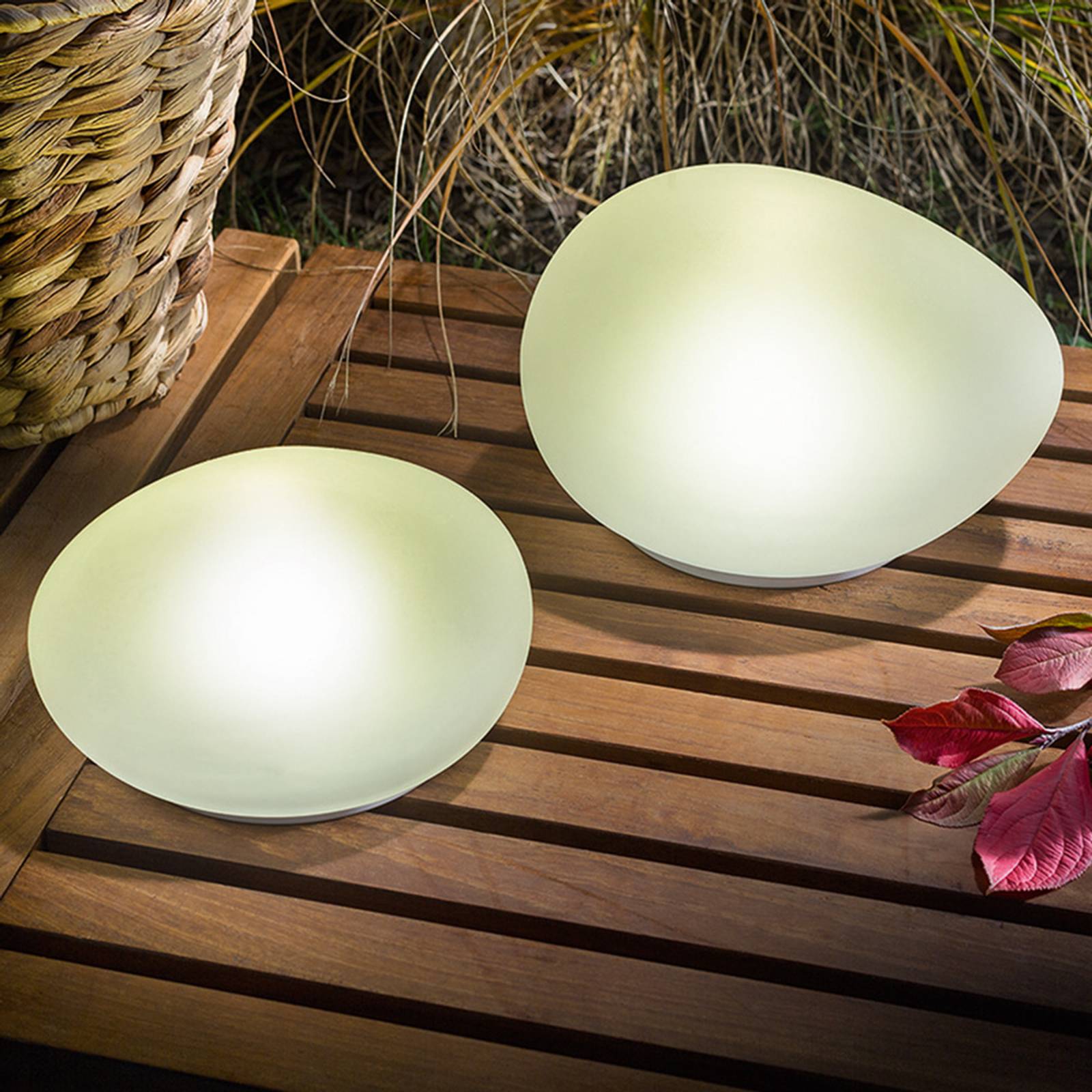 Solcellsdriven LED-prydnadsdsten Flintstone 2-set