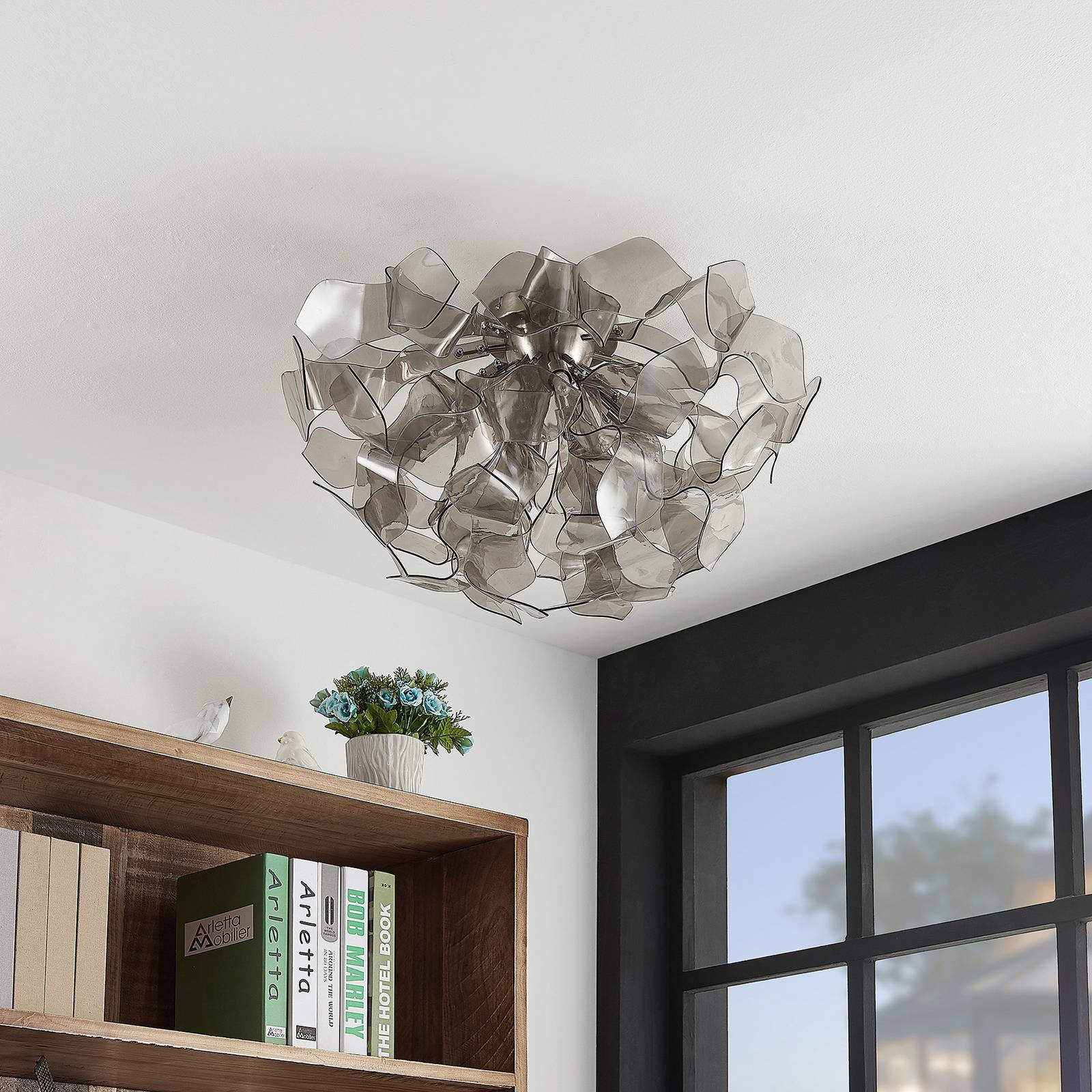 Lindby Moscalina taklampa, rökgrå