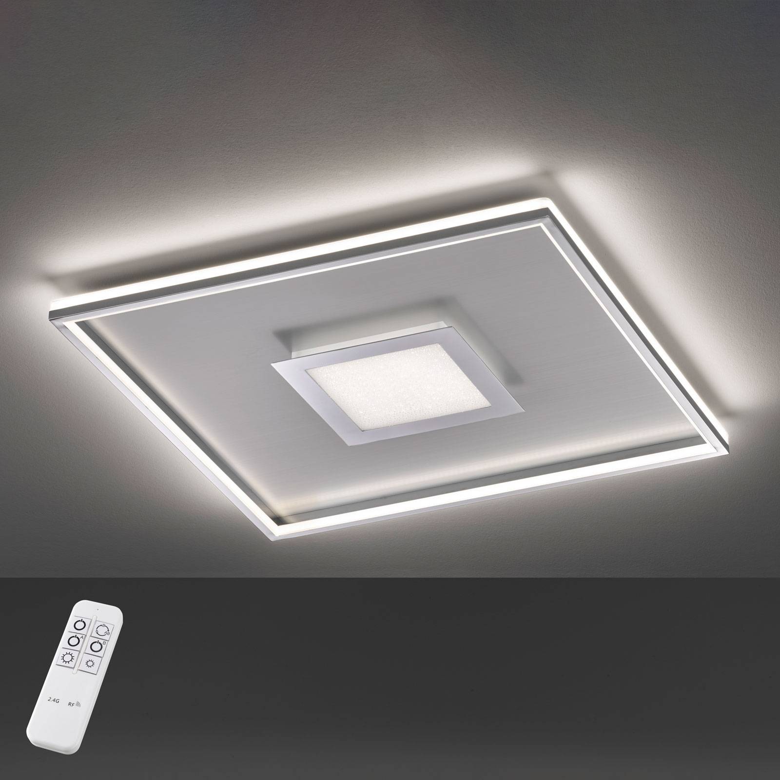 LED-taklampa Bug fyrkantig, krom 60 x 60 cm