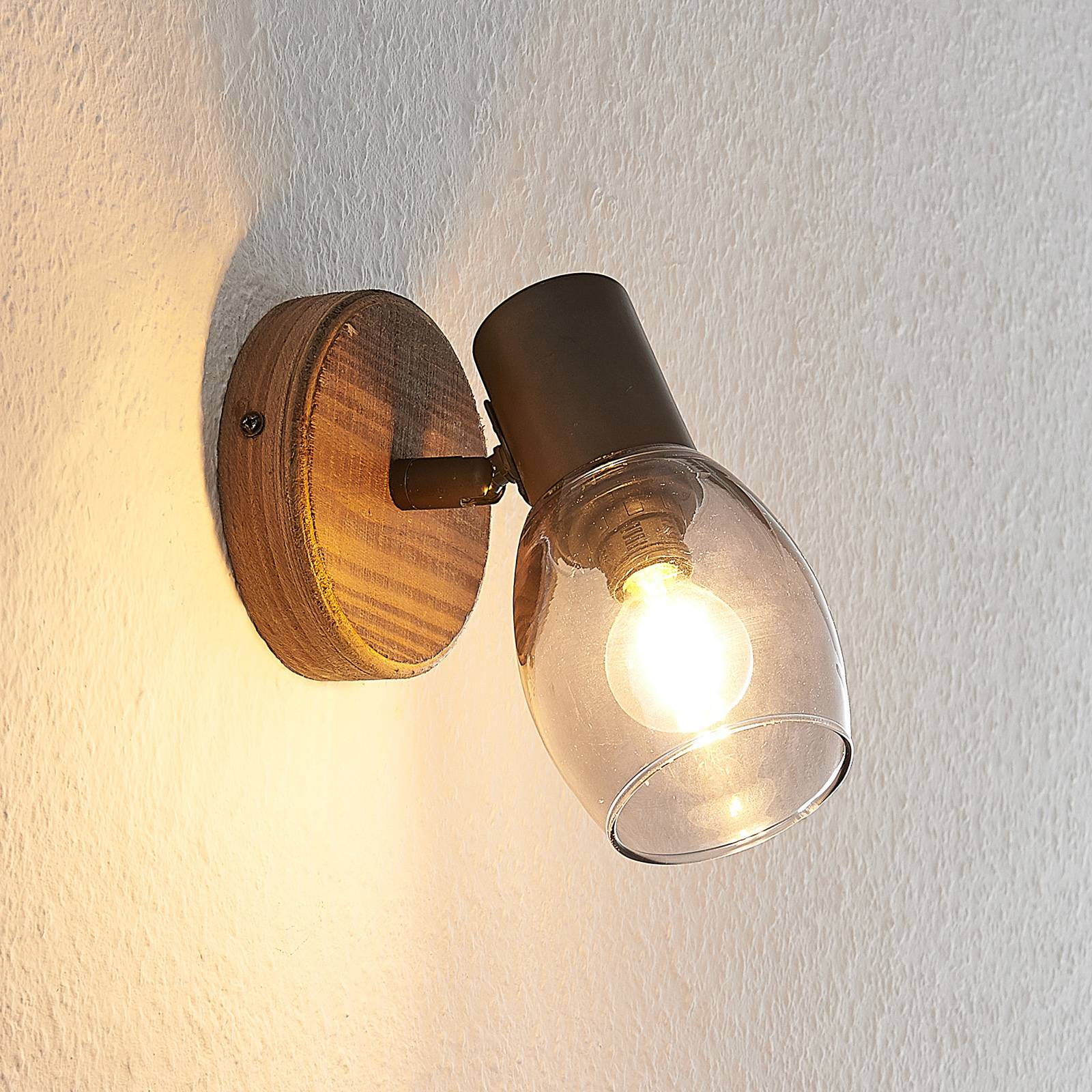 Lindby Ineska spot, trä, 1 lampa