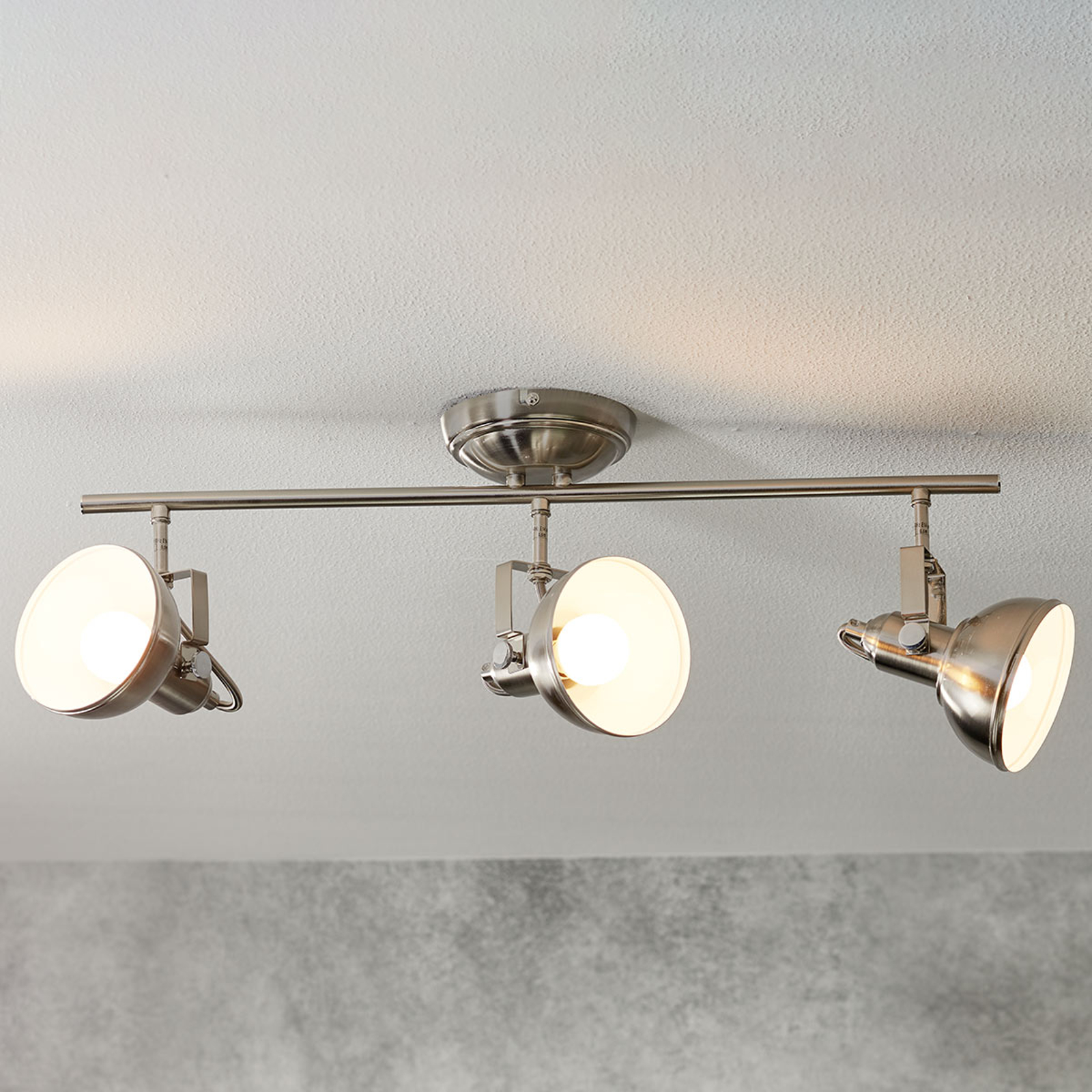 Taklampa Gina, 3 lampor, nickel matt