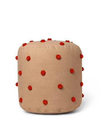 Dot Tuftad Puff Camel/Red
