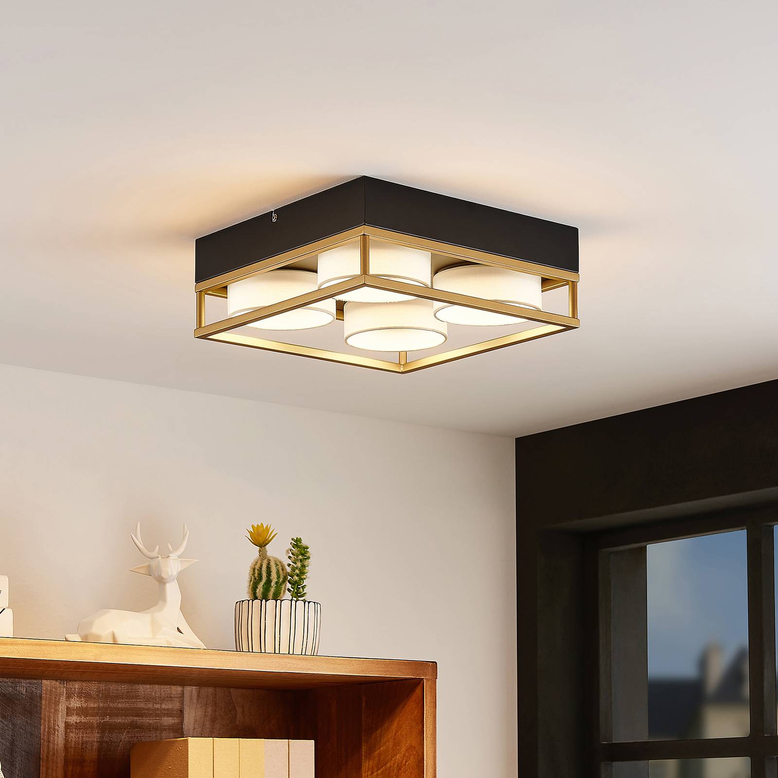 Lindby Bymera LED-taklampa kantig, 4 lampor