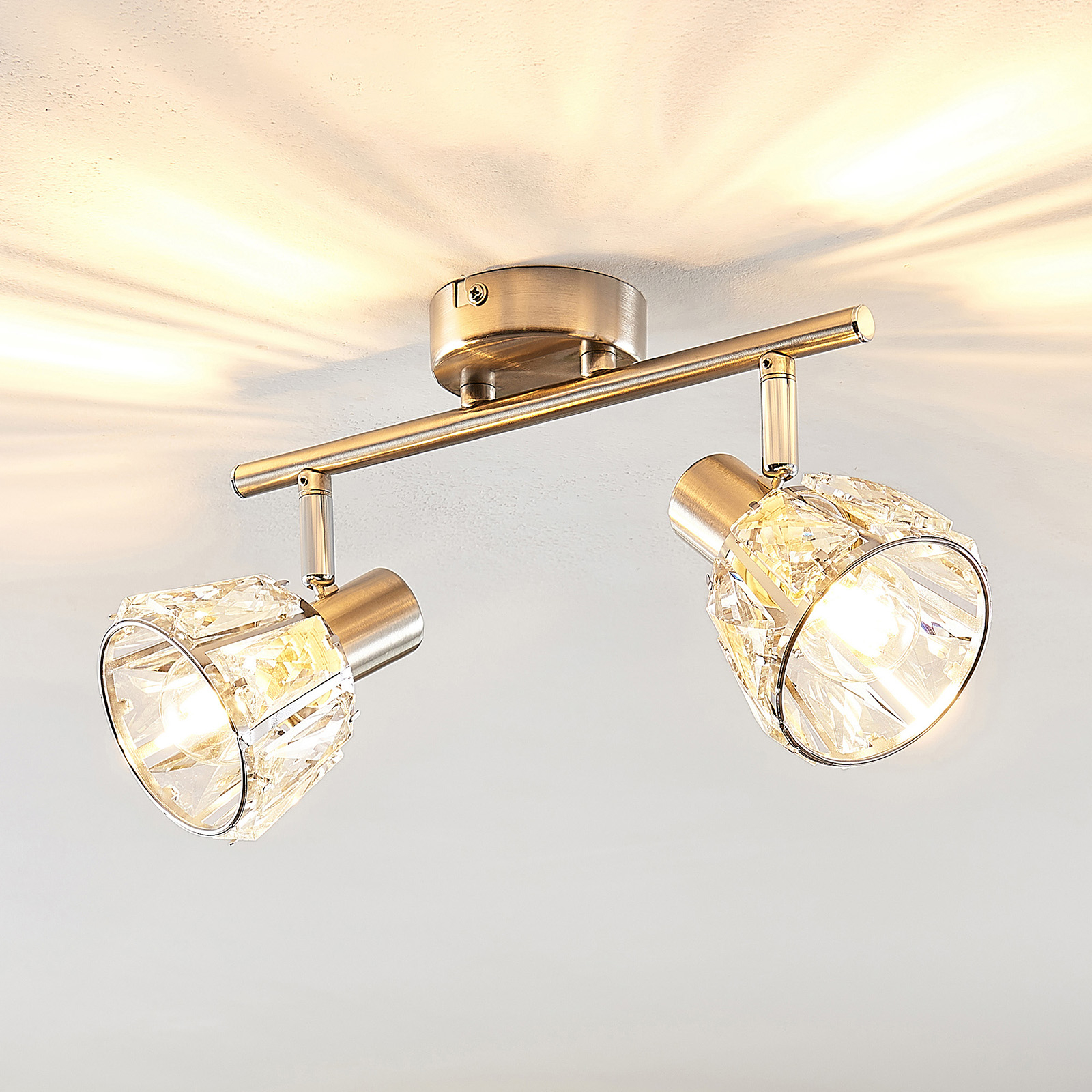 Lindby Kosta taklampa, 2 lampor, nickel