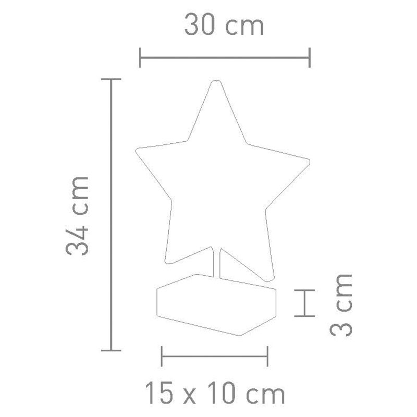 Bordslampa Stella i stjärnform, höjd 34 cm, guld