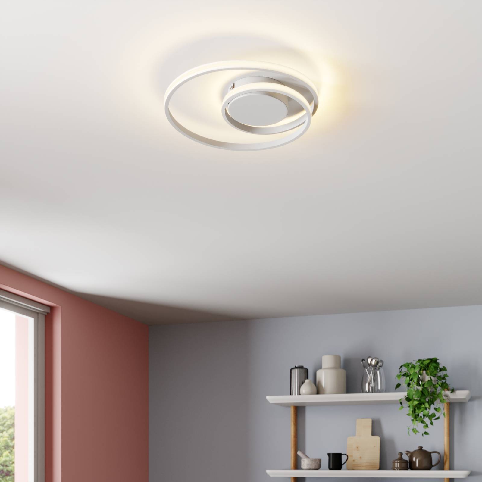 Lindby Kyron LED-taklampa, matt vit