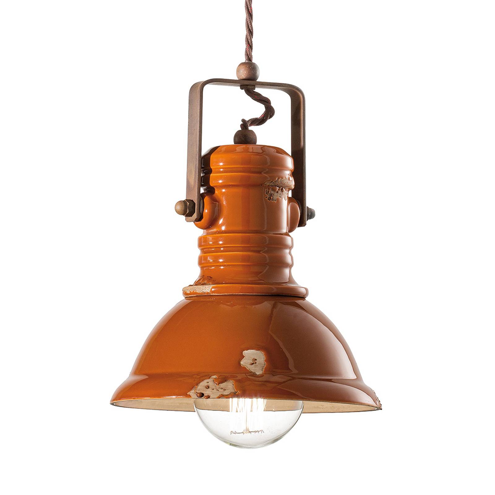 Hänglampa C1691 i industridesign orange