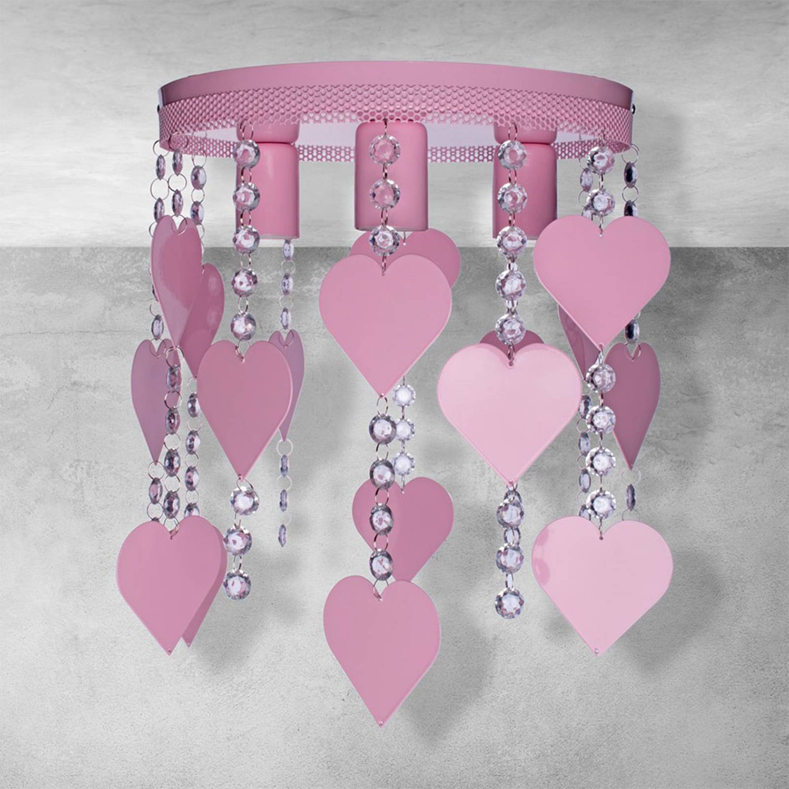 Taklampa Corazon i rosa med hjärta