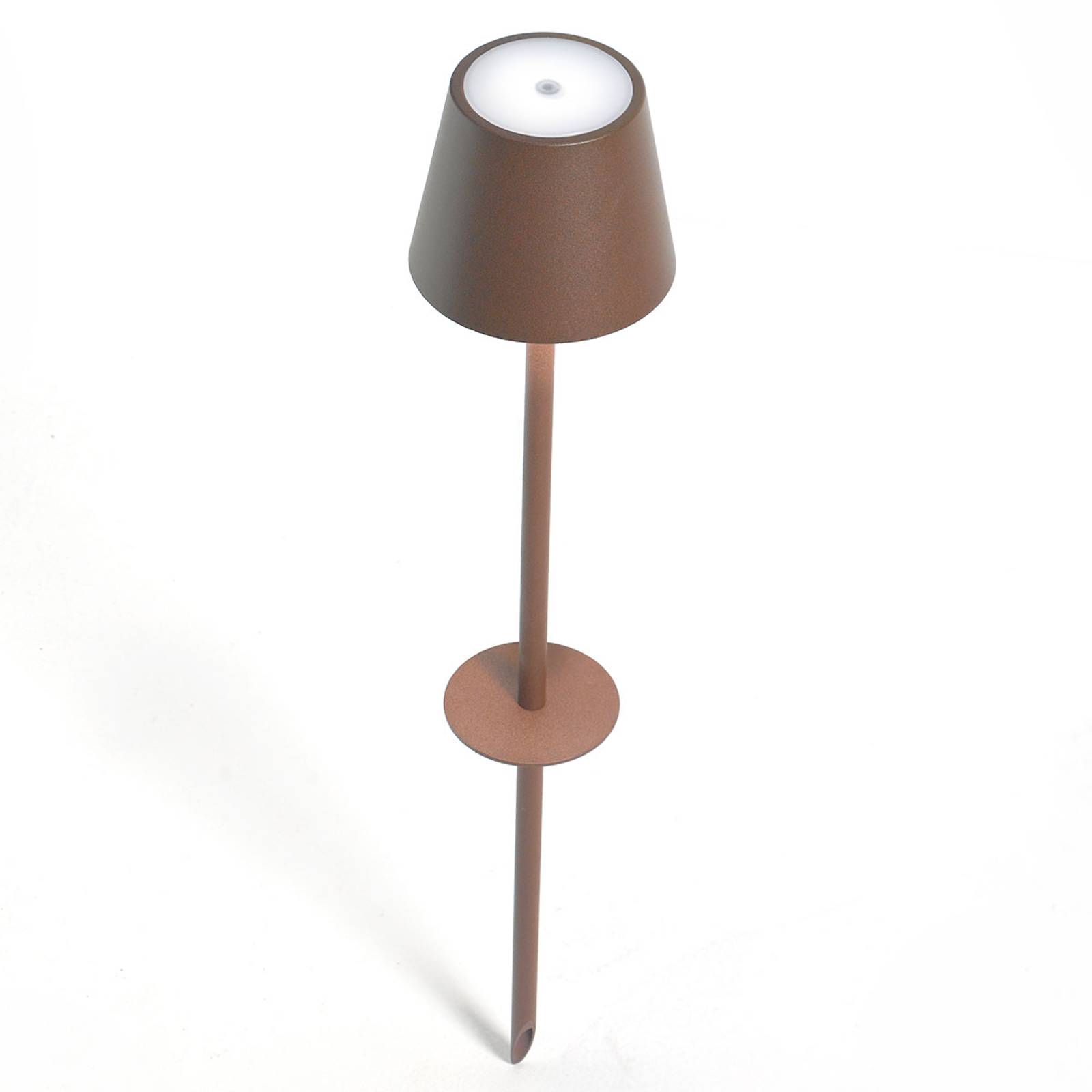 LED-markspettslampa Poldina, batteri, brun 135 cm