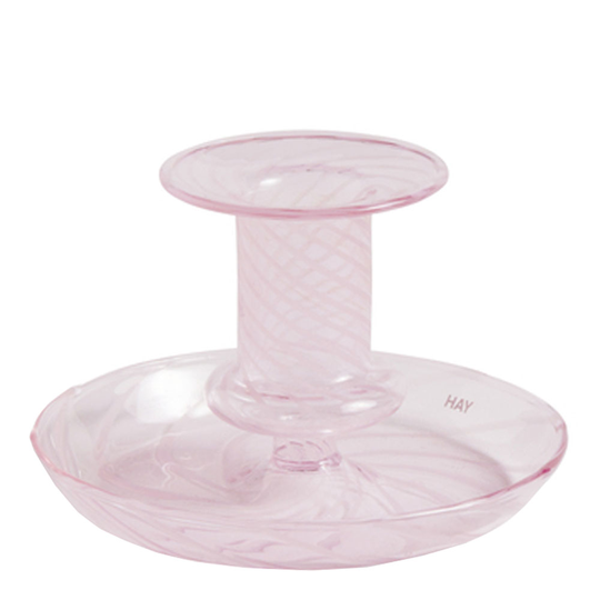 Hay - Flare Stripe Ljusstake 11x7,5 cm Rosa/Vit