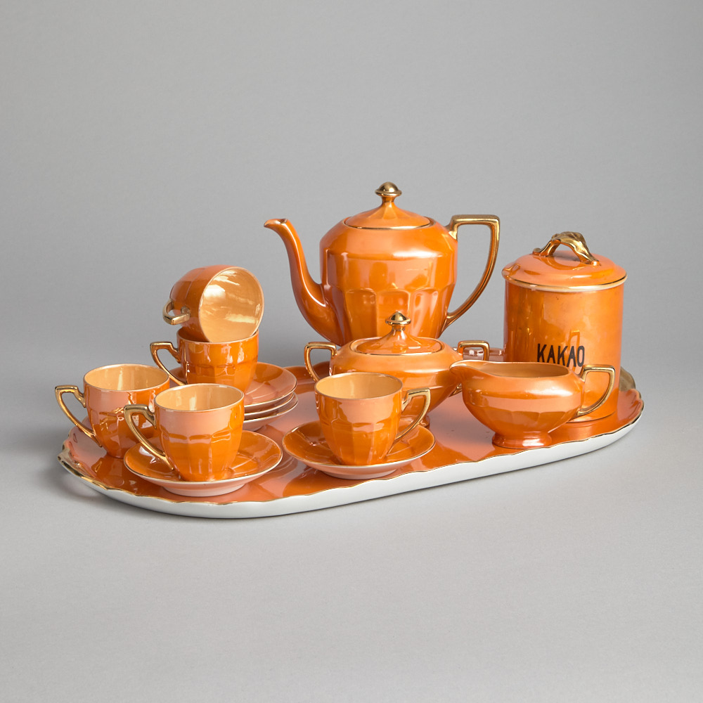 Vintage - Kaffeservis 6 st Koppar och Fat samt Bricka