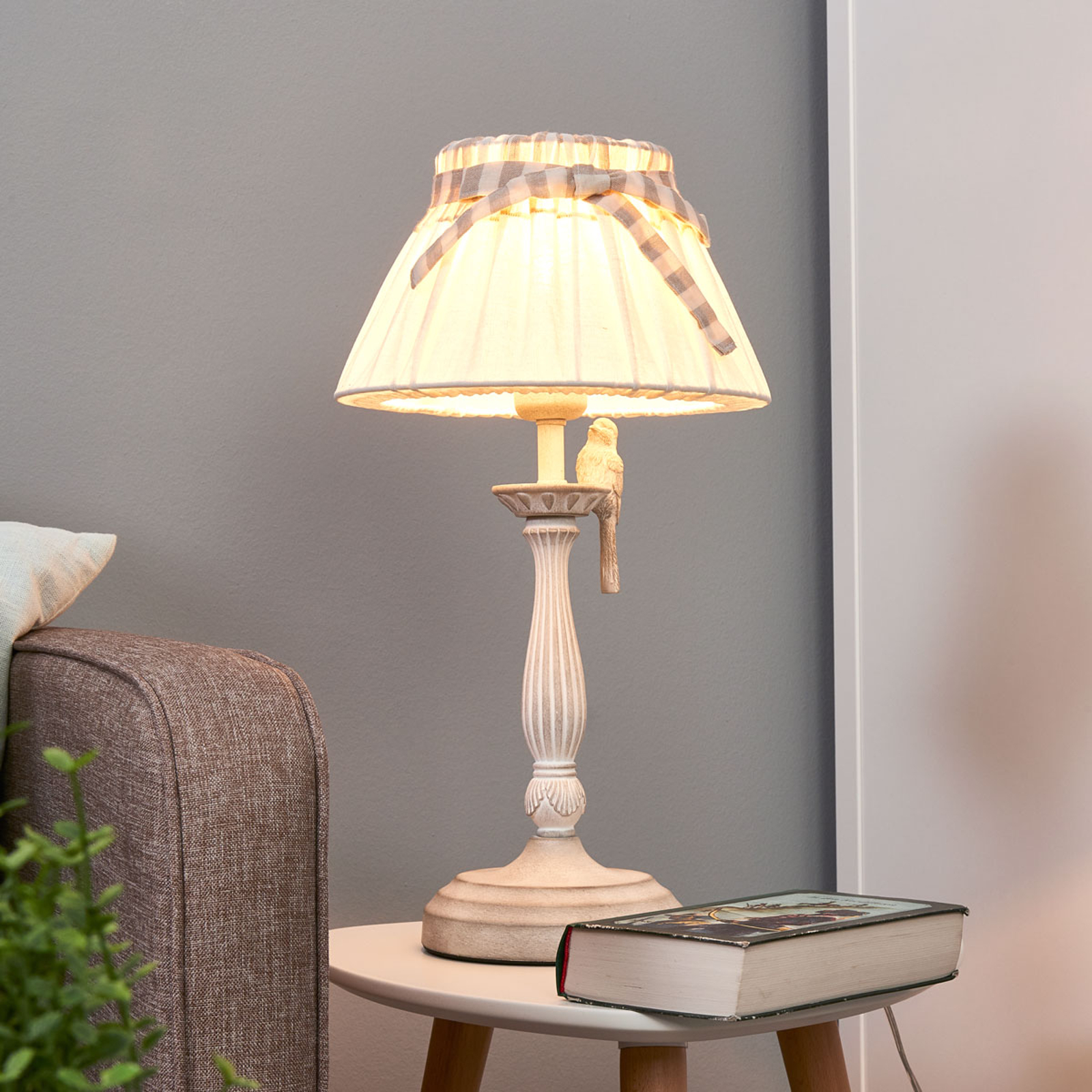 Bordslampa Bird med handgjord metallfågel