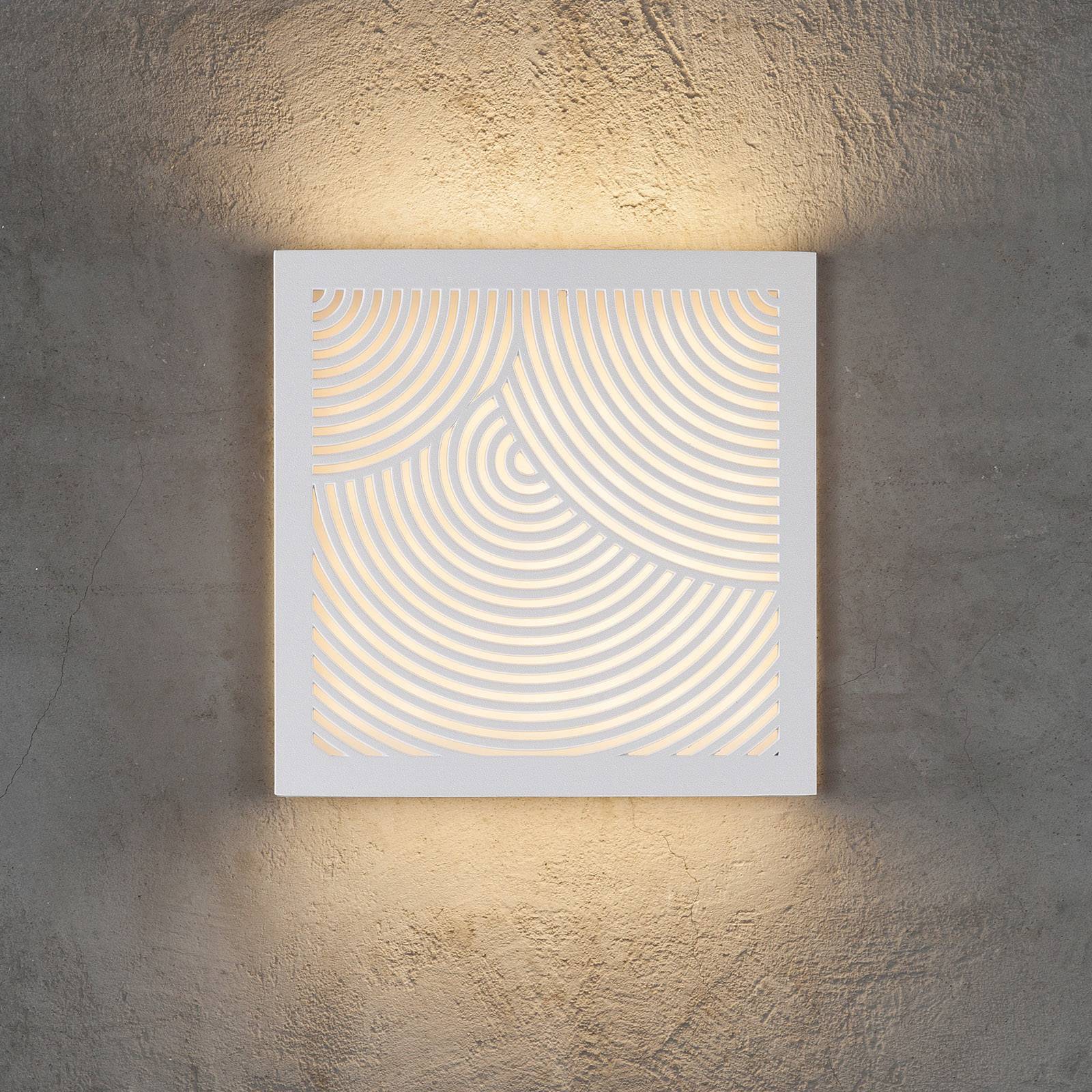 LED-utomhusvägglampa Maze Bended i vitt