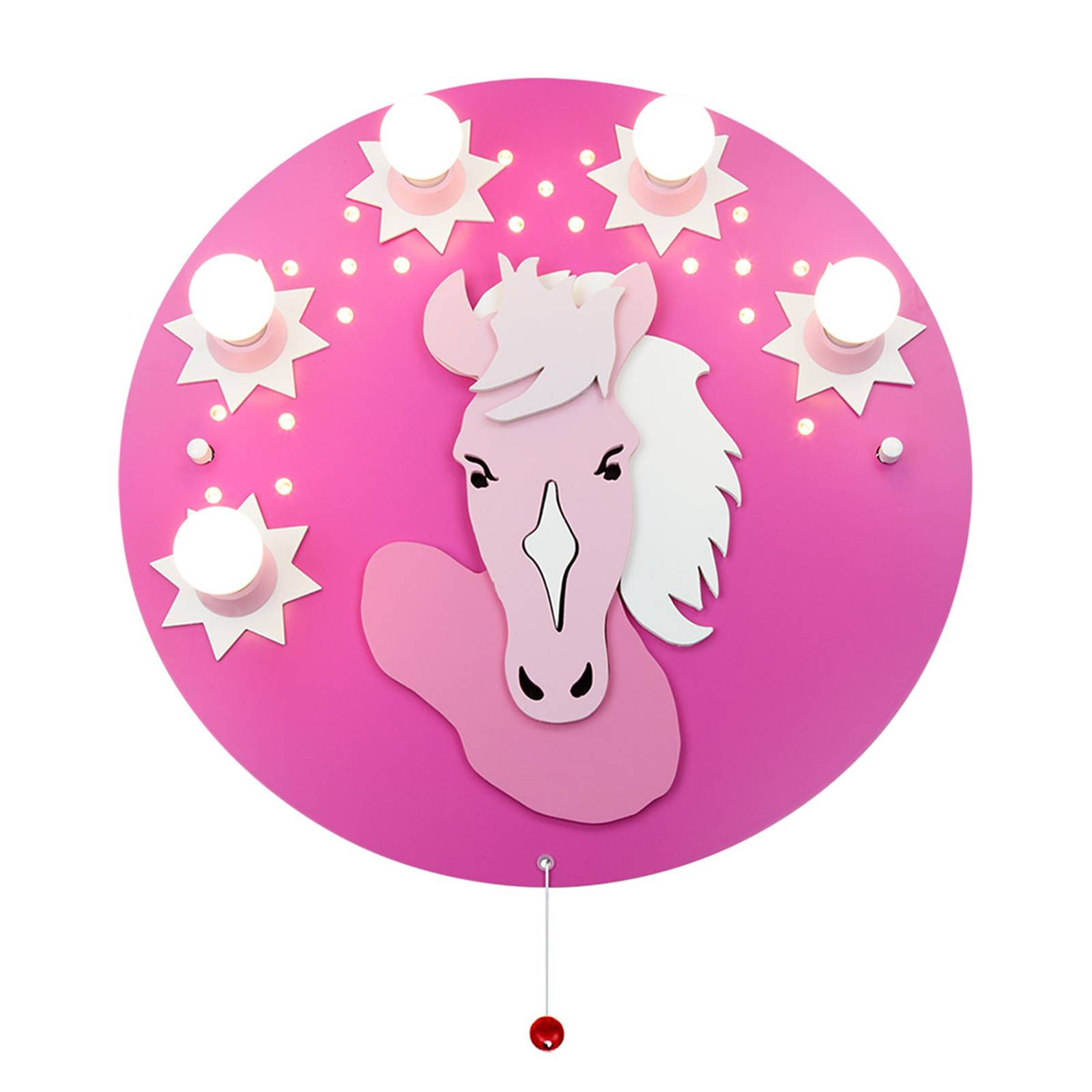Taklampa Ponny i rosa-pink, 5 lampor