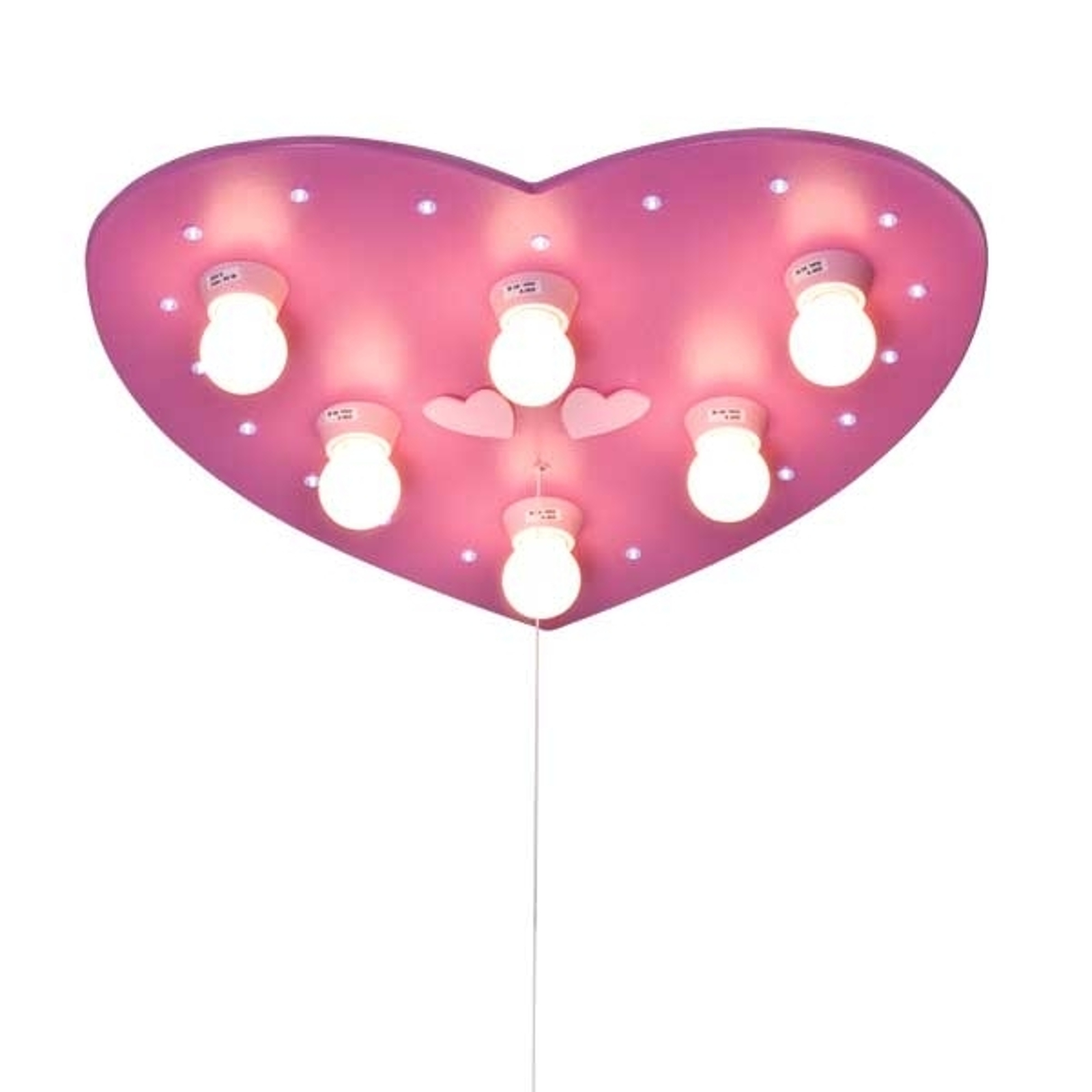 Rosa taklampa HERZ med LED-ljus