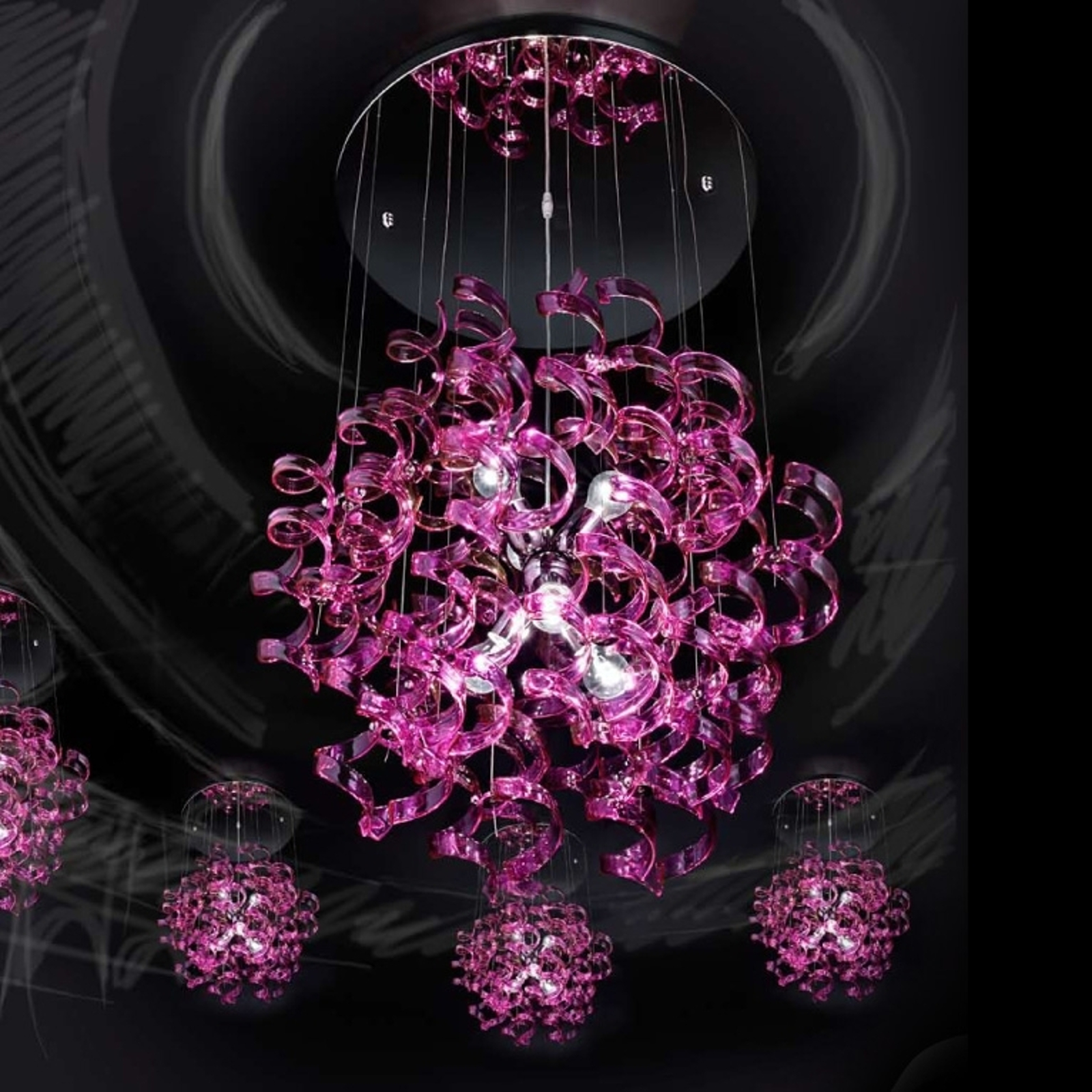 Ovanlig taklampa MAGENTA