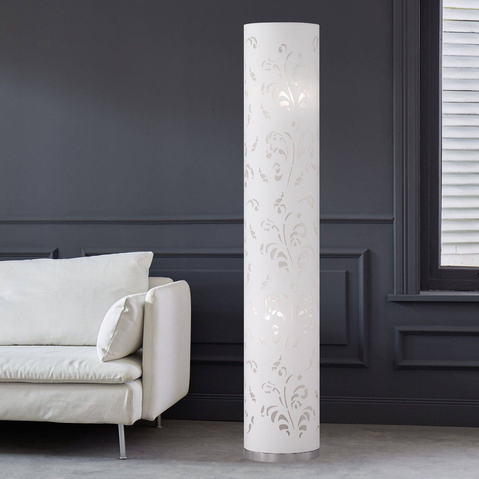 Smäcker golvlampa Flora skärm vit med dekor
