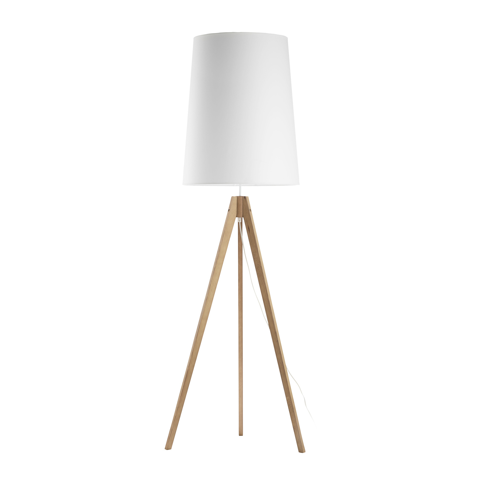 Golvlampa Walz, trebent stativ, skärm vit