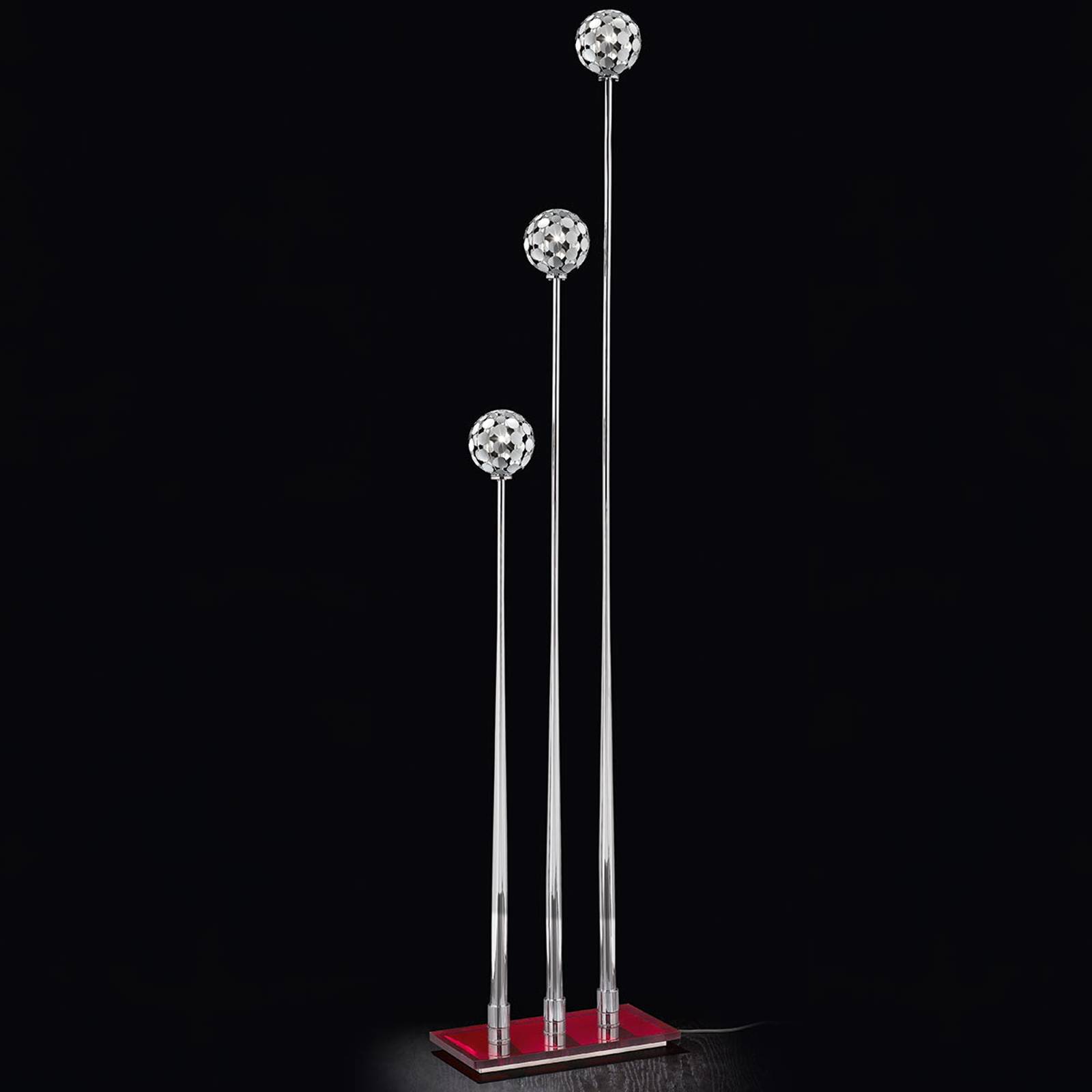 3 lampor golvlampa Sfera, fot röd