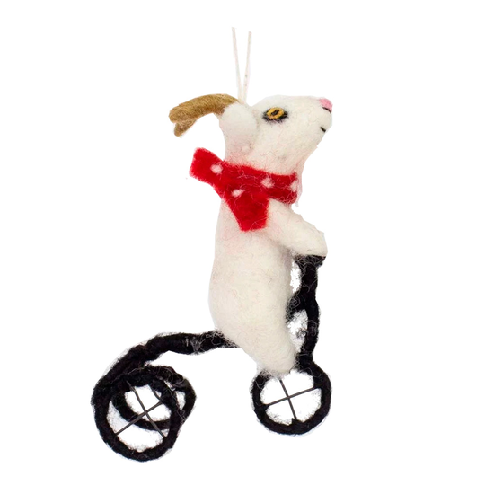 Afroart - Julhänge Get på Cykel 13 cm Vit